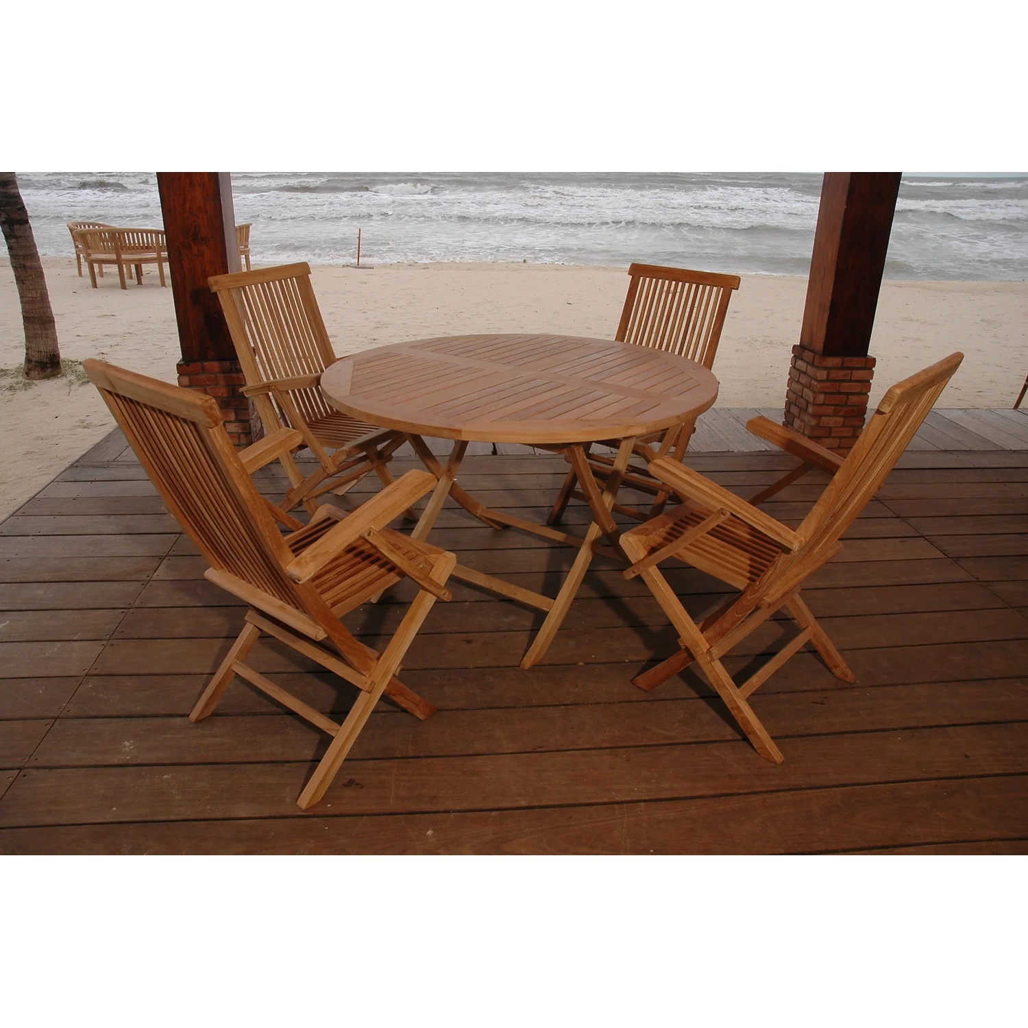 Maykoosh Bahama Antique Folding Armchair 5-Pieces Dining Set