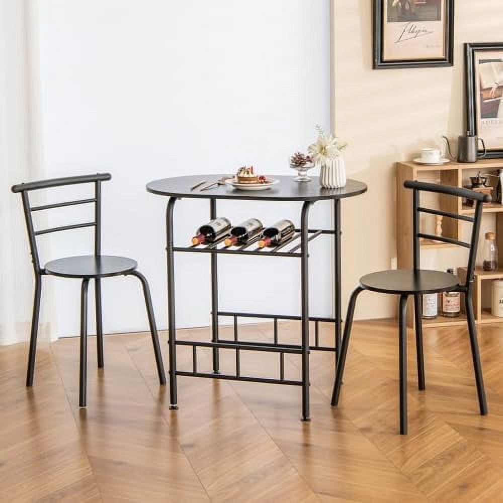 JDZHAPPYLIFE 3 Piece Dining  Set for 2  Modern Round  Set with 2 Stools  Pub  and Chairs Dining Set with Built in  Layer  Space Saving for Kitchen  Apartment and Dining Room (Tan)