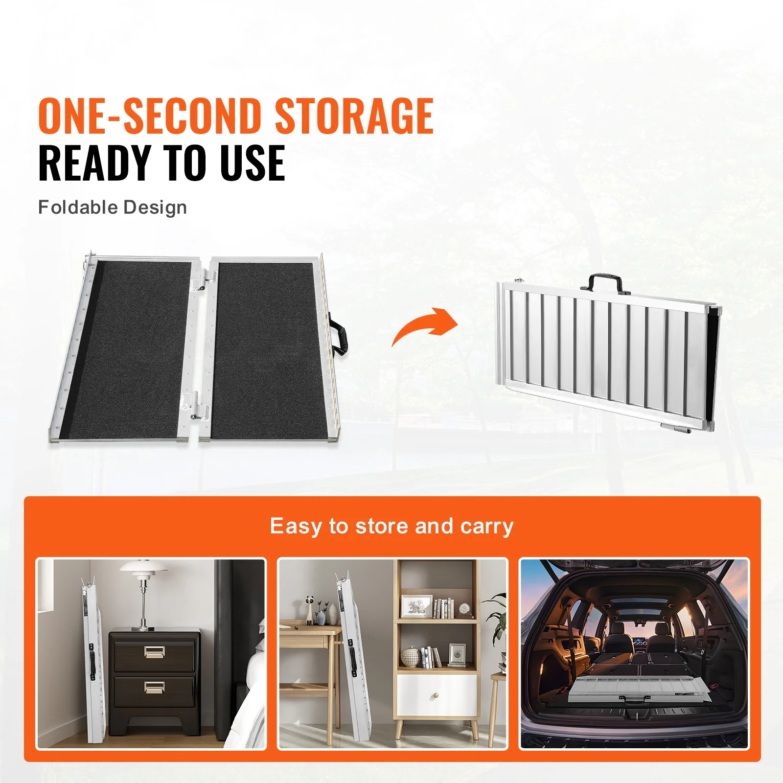 SKYSHALO Folding Wheelchair Ramp - Portable, Aluminum Threshold Ramp, 2 ft, 800 lbs Capacity