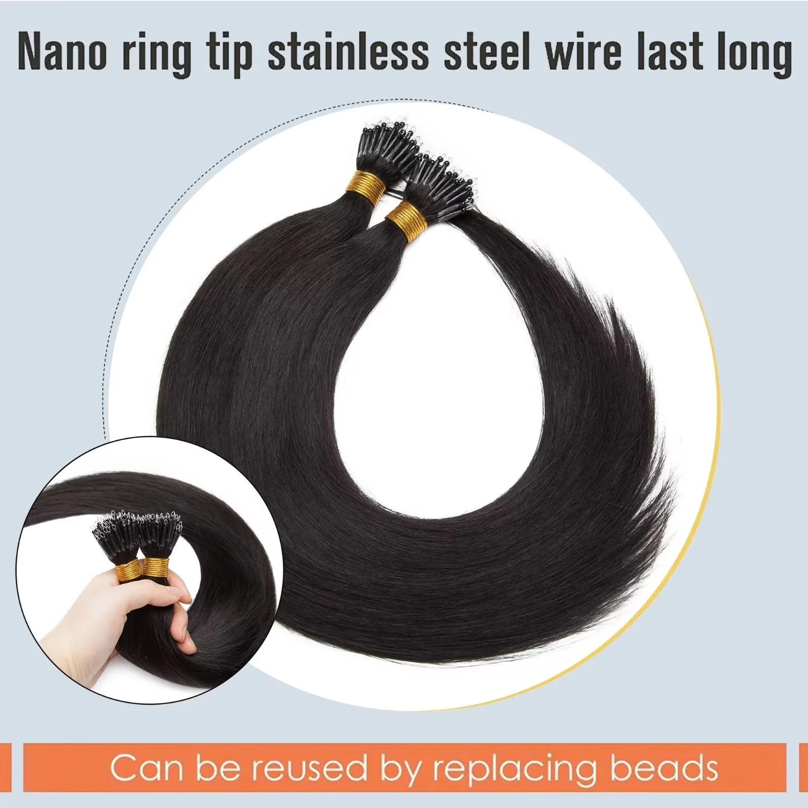 MY-LADY Micro Loop Hair Extensions Human Hair Human Hair Extensions Micro Beads Hair Extensions Real Hair Silky Straight 20