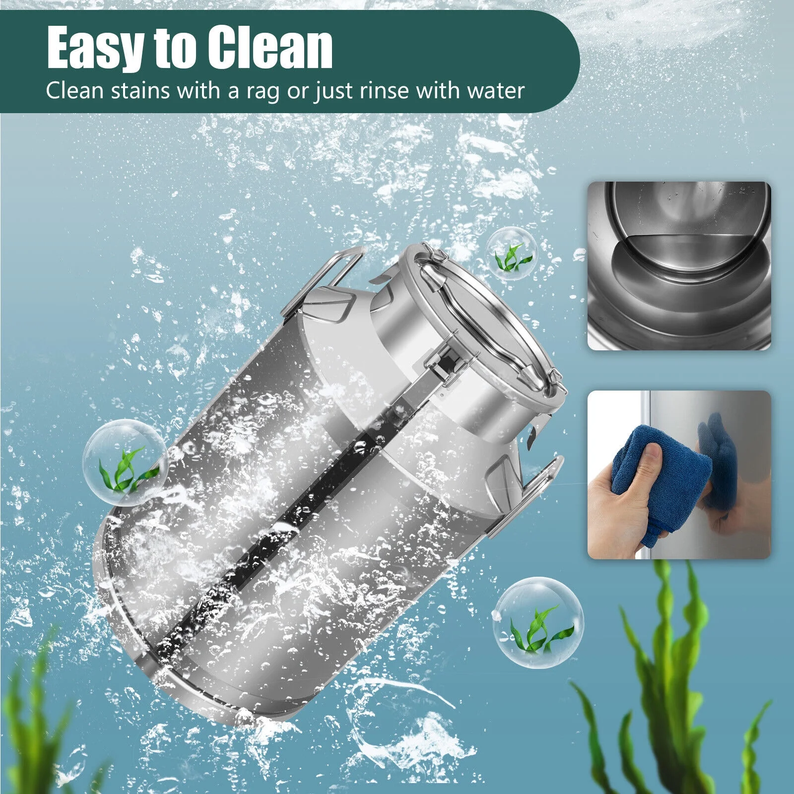 Mkyiongou Stainless Steel 60L Milk Can Wine Beer Pail Bucket Oil Barrel Storage Canister