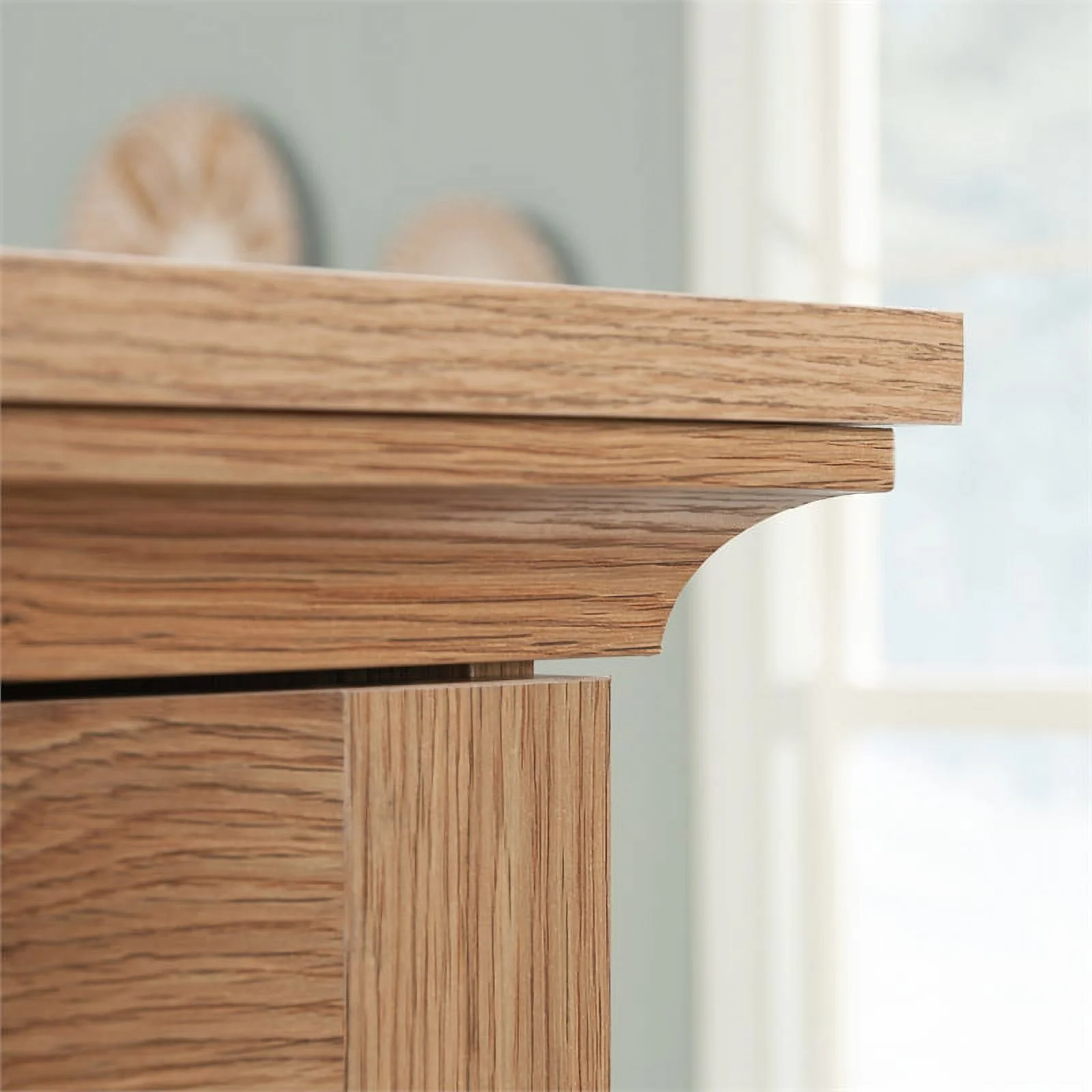 Pemberly Row Engineered Wood Multi-Purpose Armoire in Timber Oak Finish