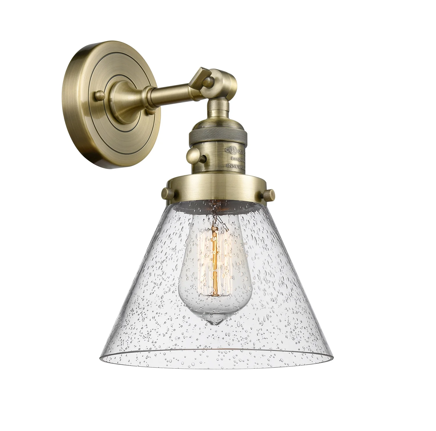 Innovations 203SW-AB-G44-LED Transitional One Light Wall Sconce from Franklin Restoration collection in Brass - Antique finish,