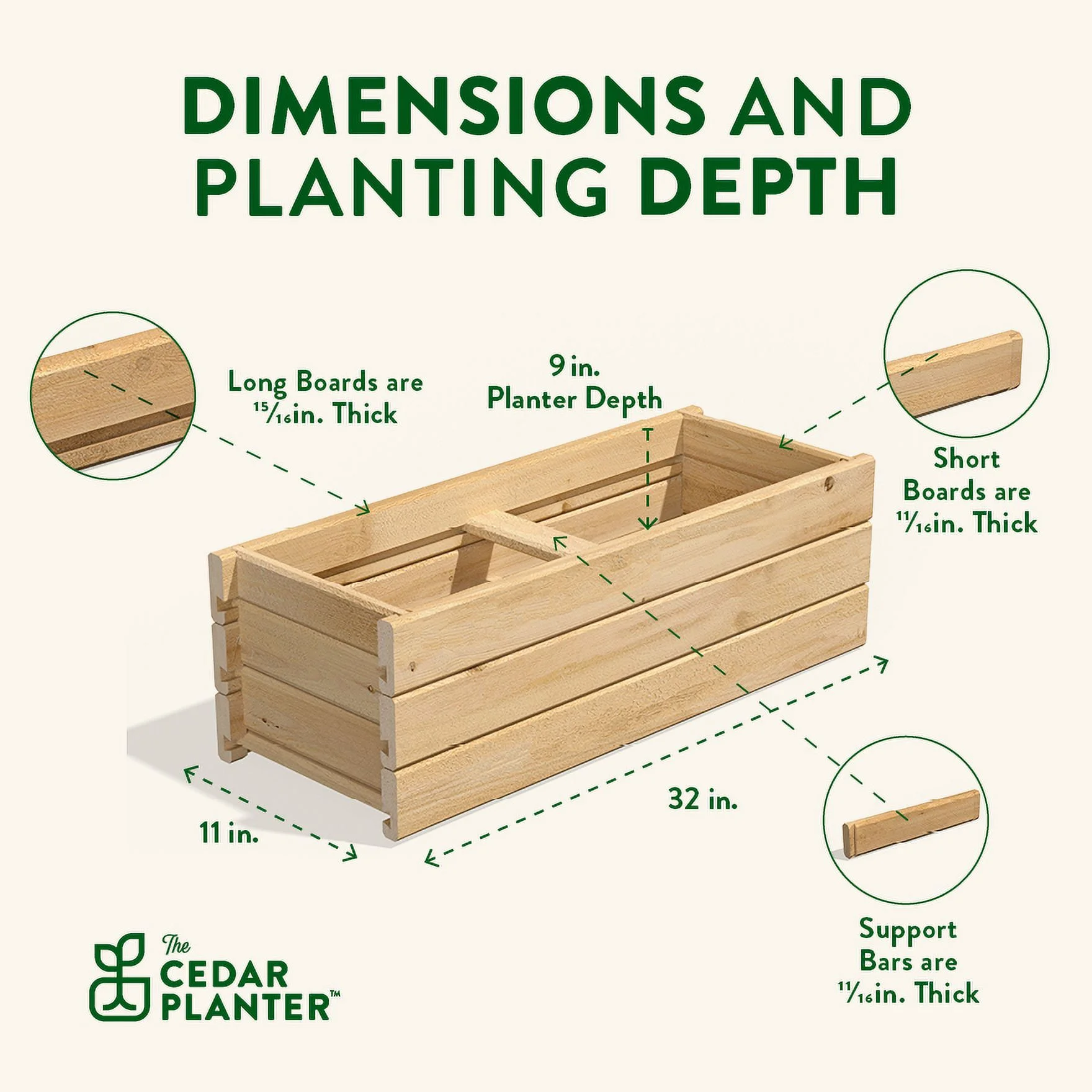 Greenes Fence 32 in. x 11 in. x 10 in. Cedar Wood Planter Box