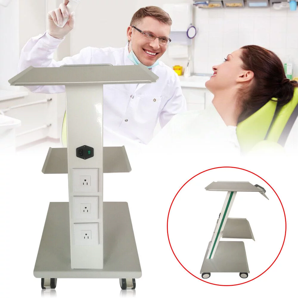 Miumaeov 3 Tiers Medical Trolley Salon Equipment Storage Stand Dental Rolling Mobile Tool Cart w/ Foot Brake