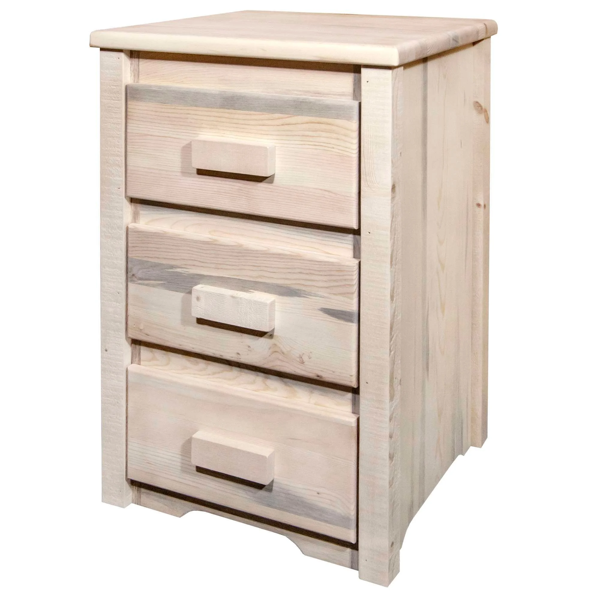 Homestead Collection Nightstand with 3 Drawers, Clear Lacquer Finish