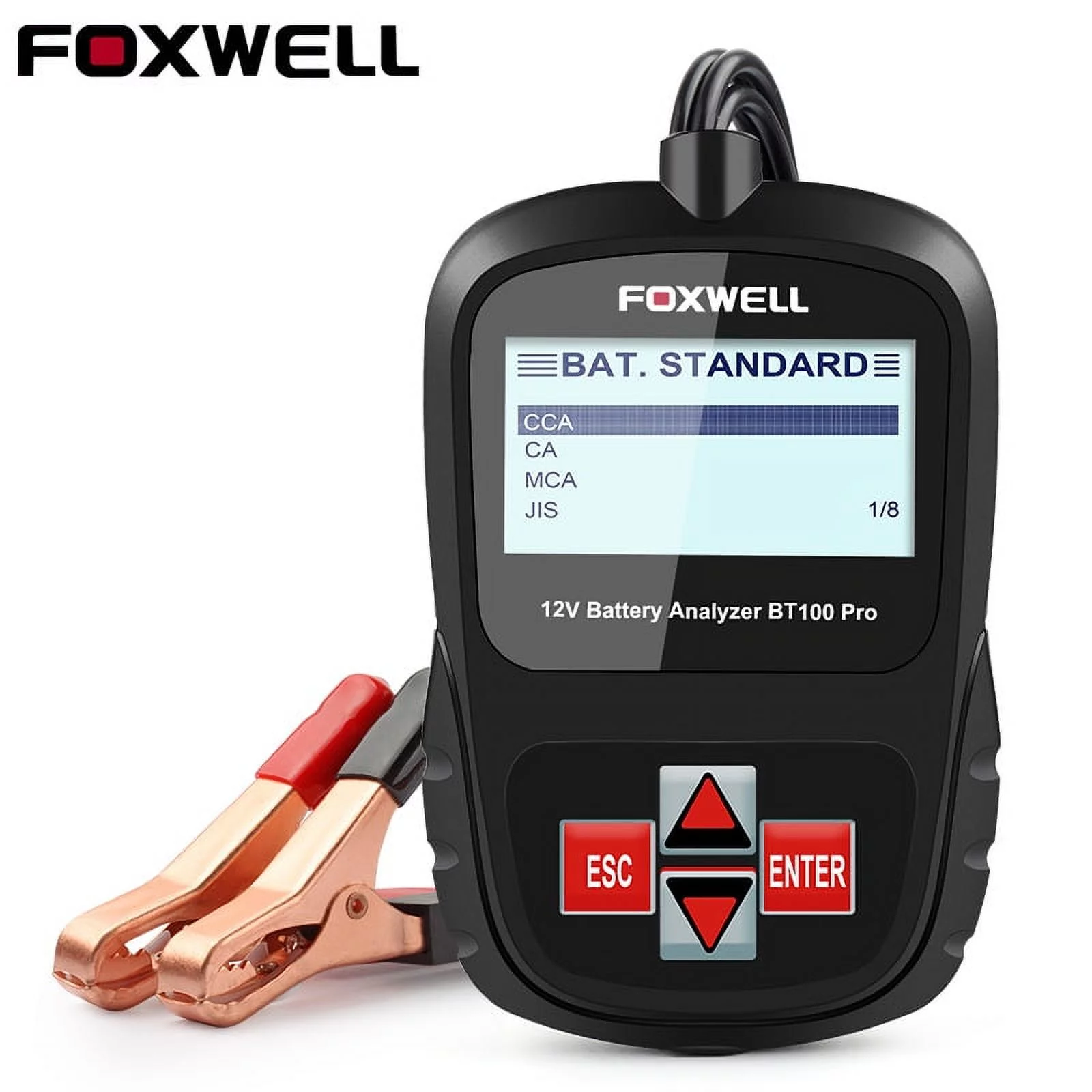 FOXWELL BT100 PRO 12V Car Battery Tester OBD2 Cars Batteries Analyzer Battery Scanner for 100-1100 CCA 6V-12V Batteries Check Battery Health Charging test Automotive Diagnostic Tool