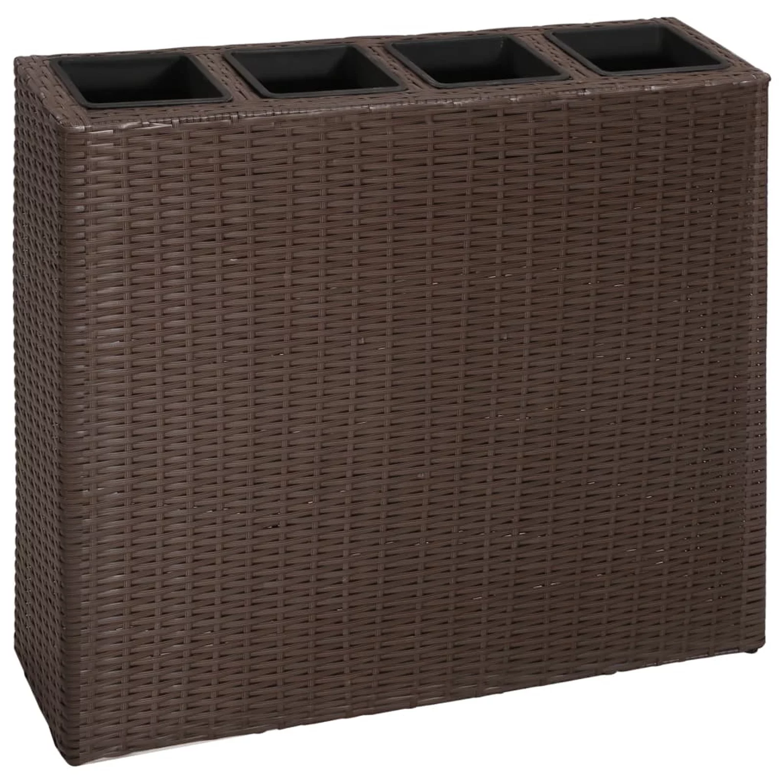 Htovila Garden Raised Bed with 4 Pots 2 pcs Poly Rattan Brown