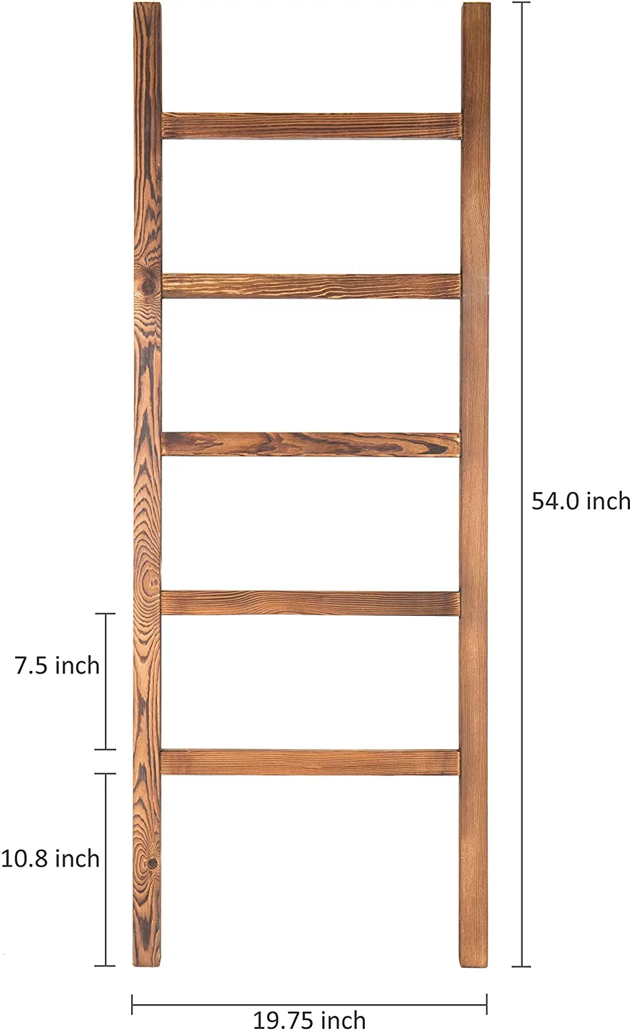 MyGift 4.5 Foot Brown Wood Blanket Quilt Ladder Rack
