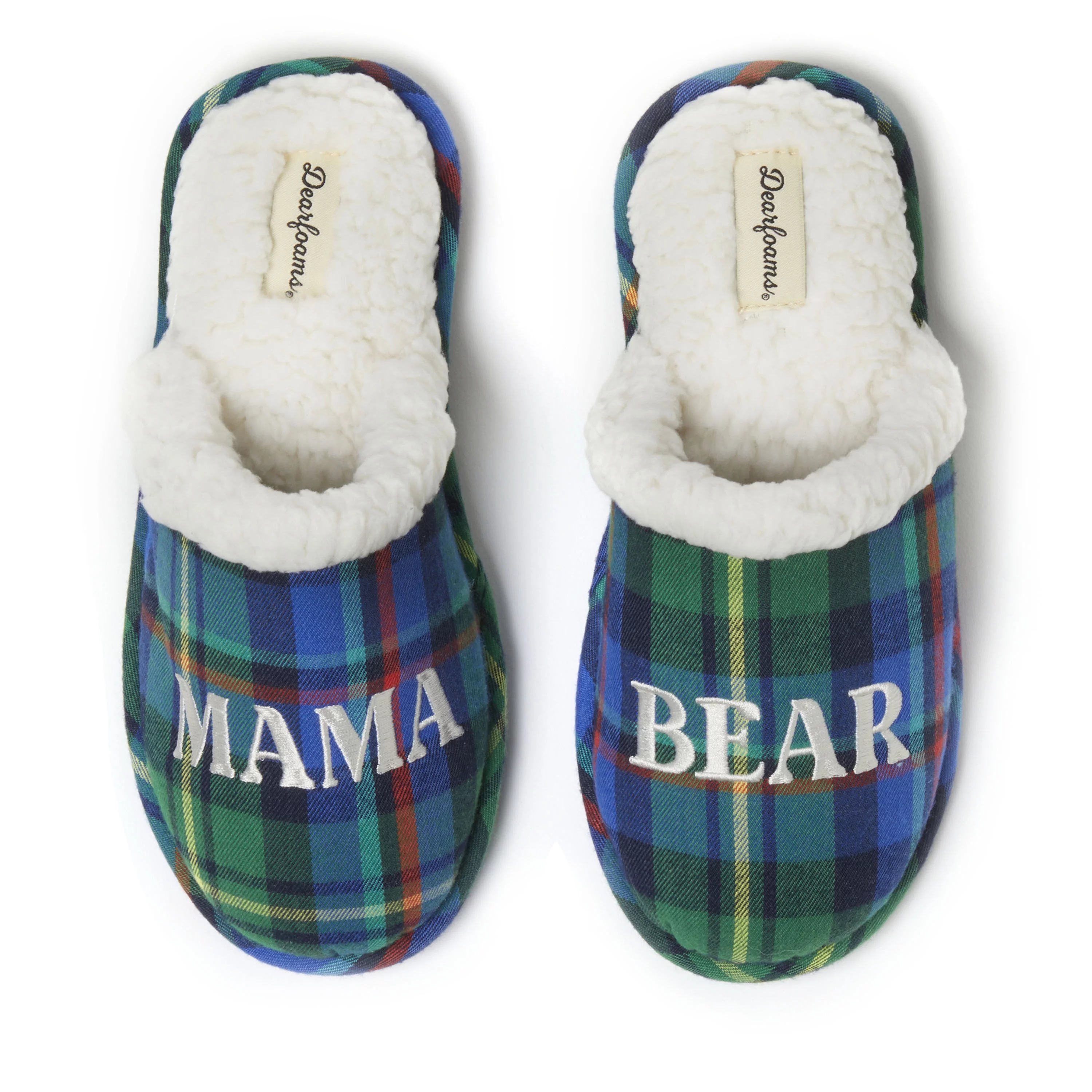Dearfoams Women's Mama Bear Plaid Scuff Slipper
