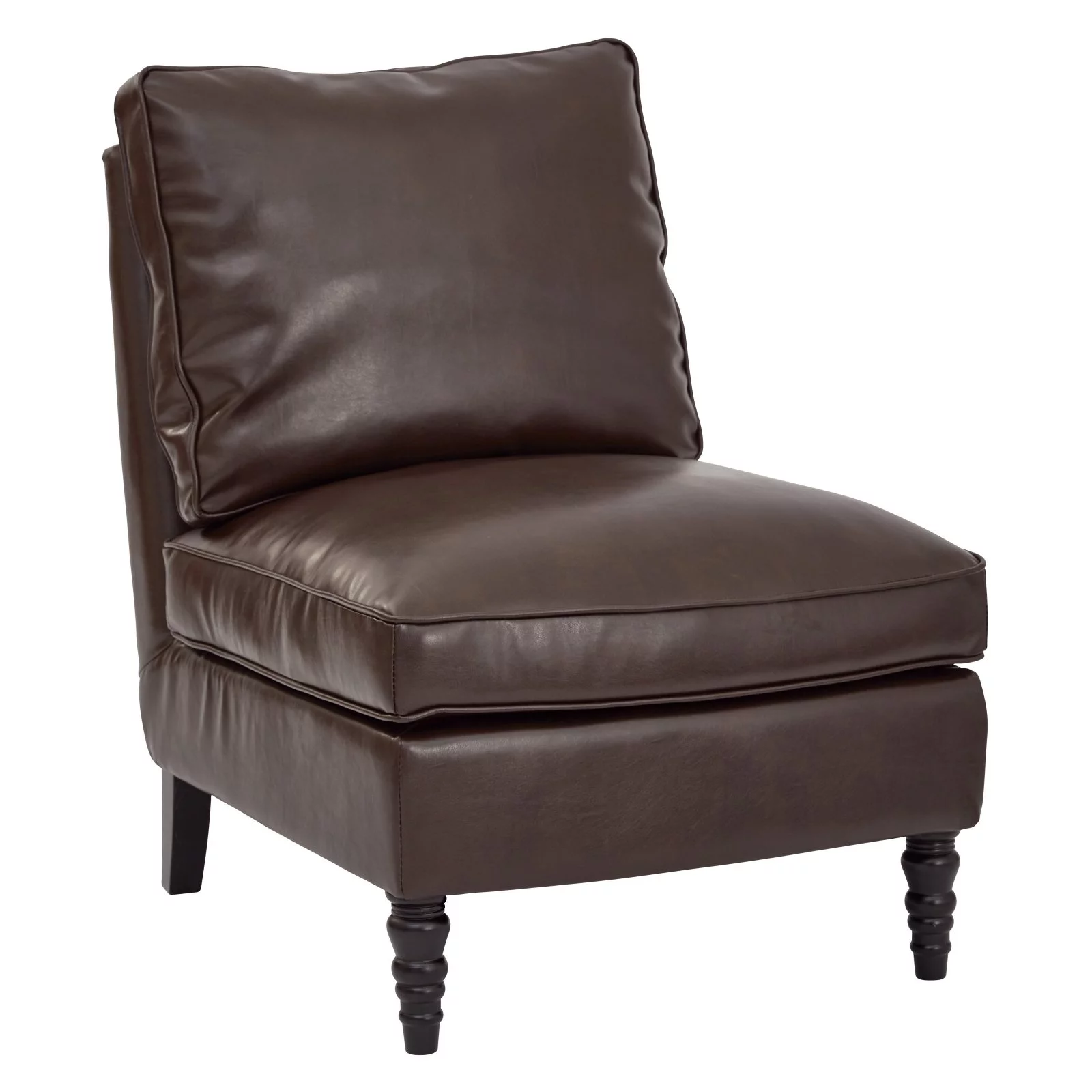 OSP Home Furnishings Martin Accent Chair in Cocoa Bonded Leather with Solid Wood Legs