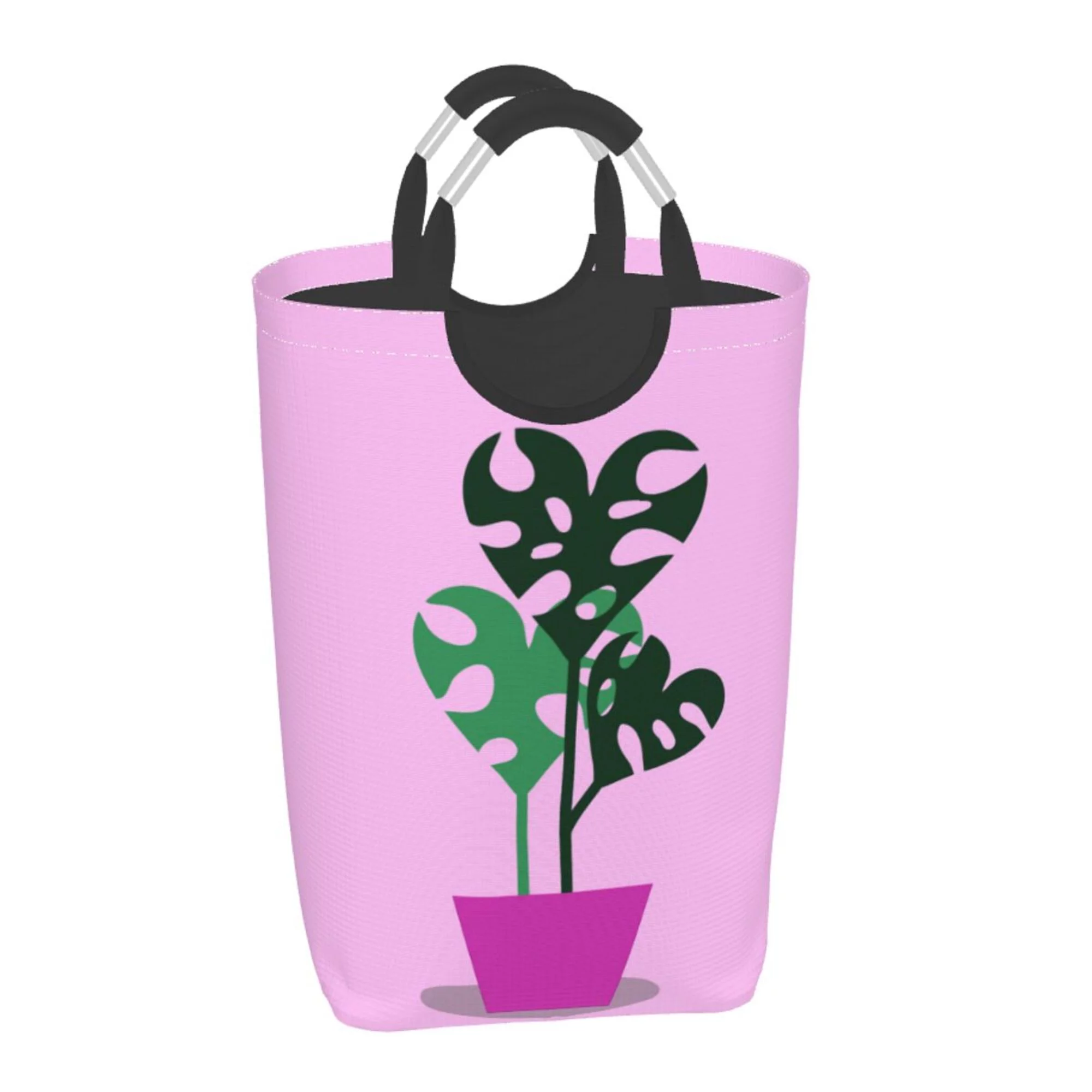 TEQUAN 50L Large Rectangular Laundry Hamper with Aluminum Handles, Boho Love Heart Leaves Prints Waterproof Foldable Dirty Clothes Basket