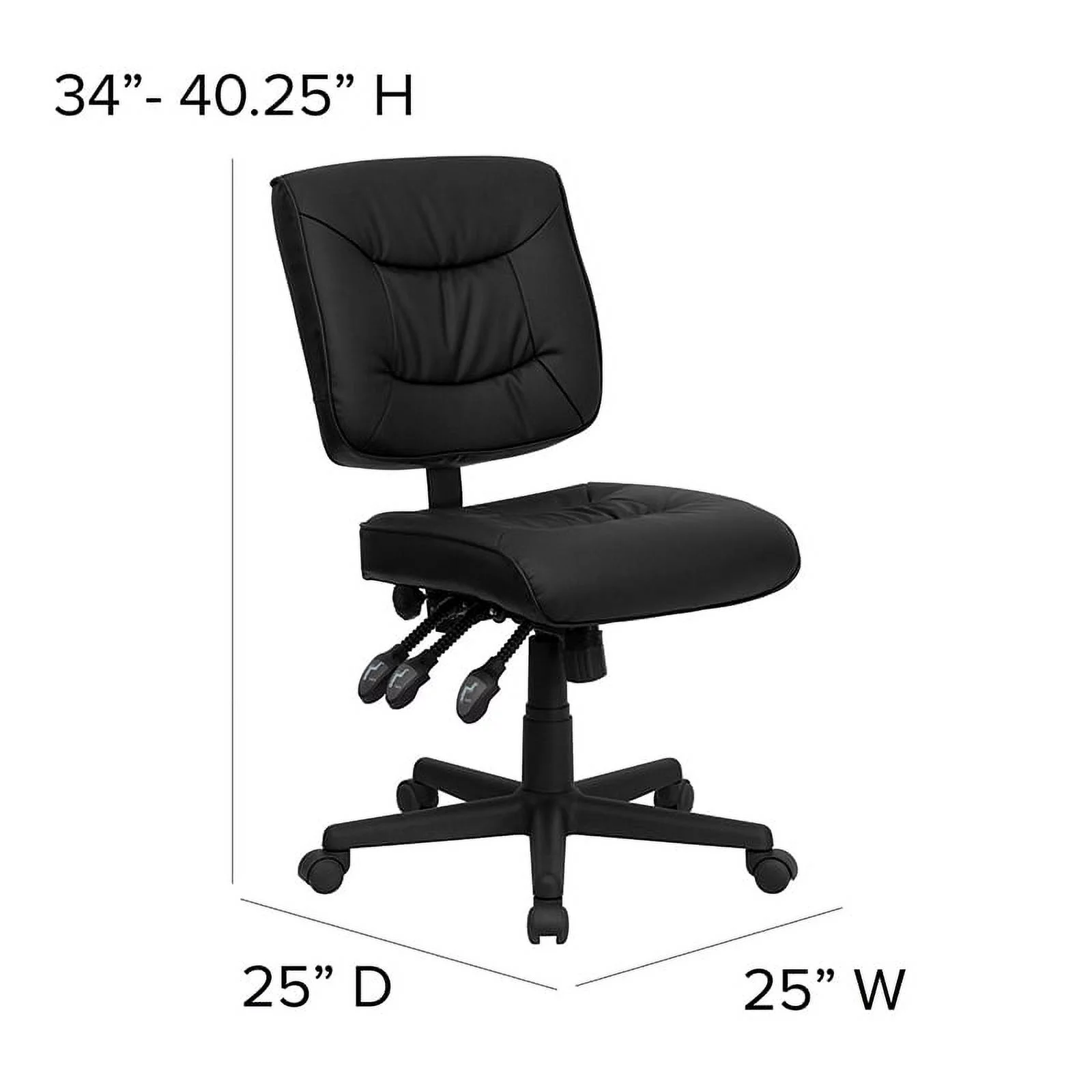 Emma + Oliver Mid-Back Black LeatherSoft Multifunction Swivel Ergonomic Task Office Chair