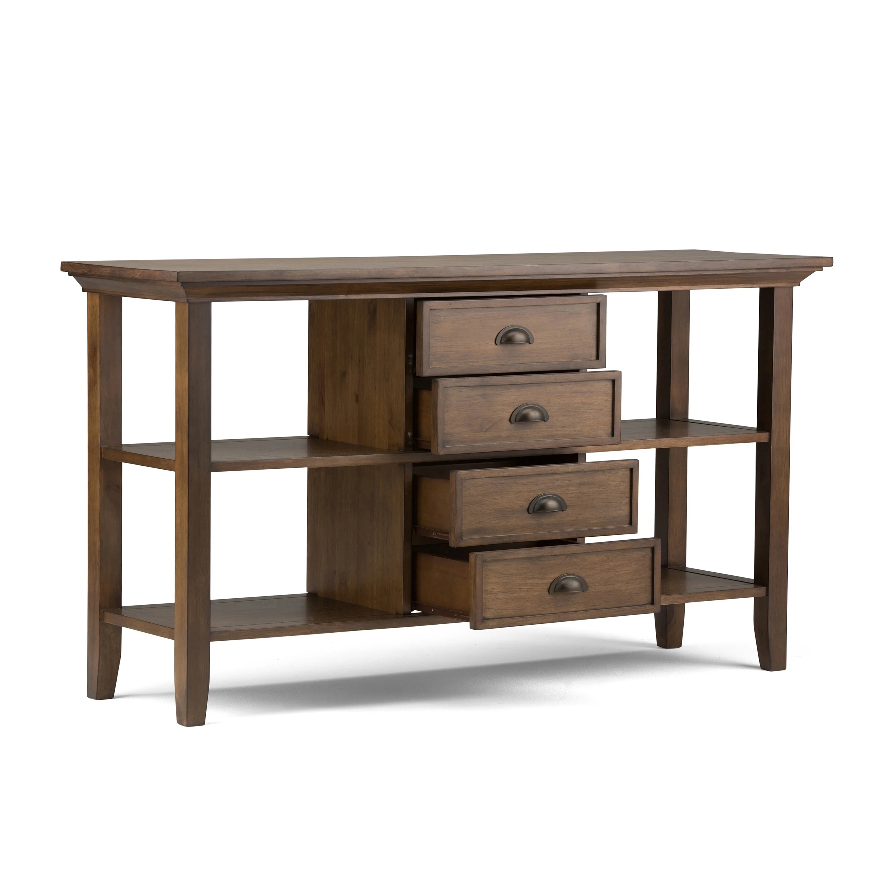 WyndenHall  Mansfield Solid Wood 54 inch Wide Rustic Console Sofa Table in Rustic Natural Aged Brown - 54 W x 16 D x 30 H