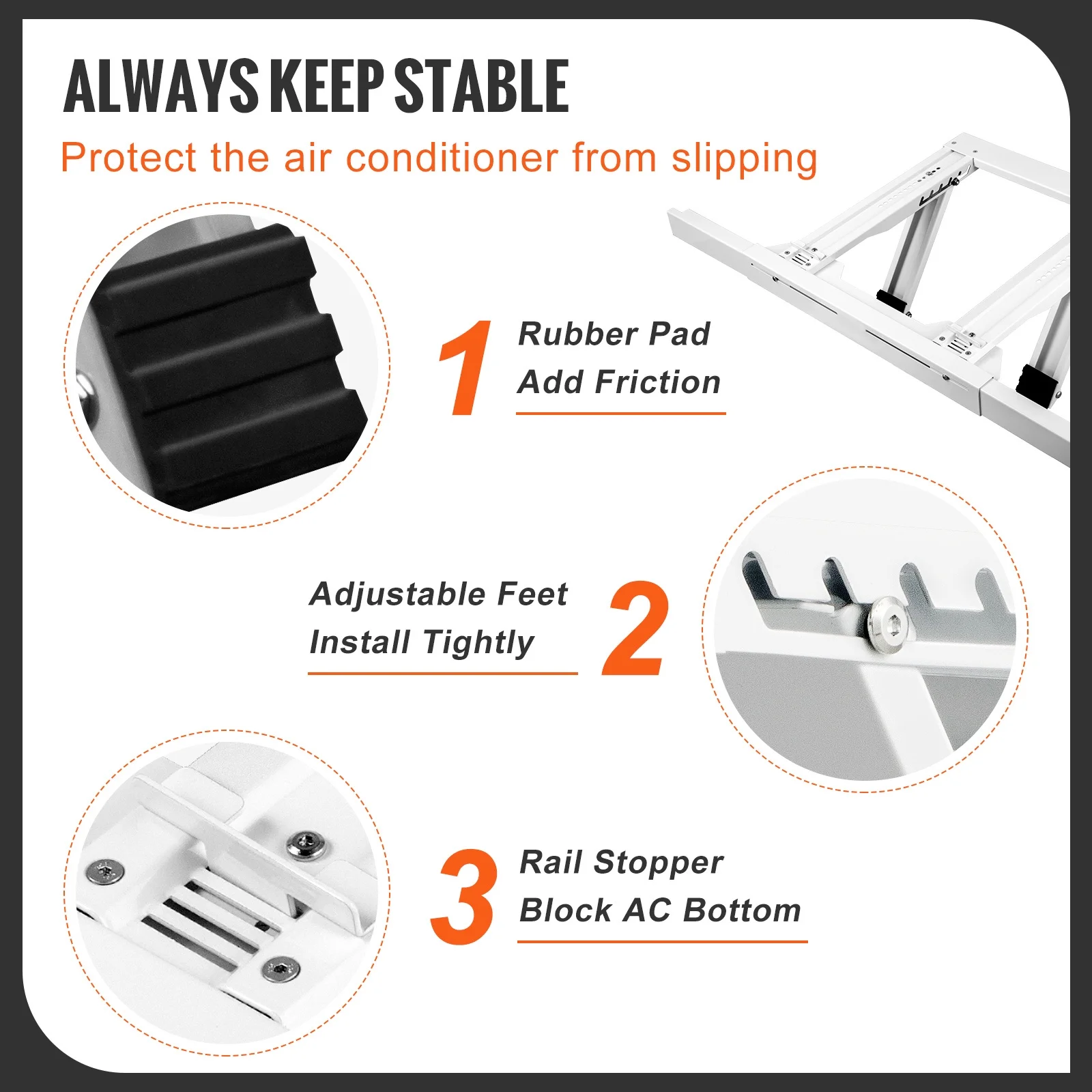 SKYSHALO Max 220 lbs Air Conditioner Support Bracket Load Capacity Heavy Duty Steel Construction Window AC Support No Drilling Easy Installation
