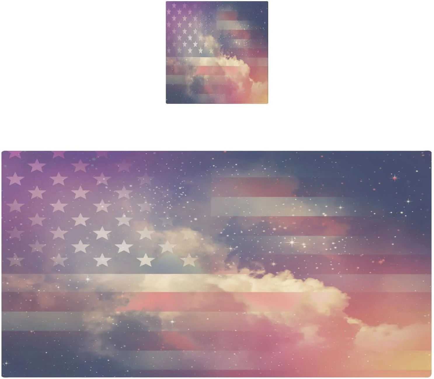 2 Pack Pure Cotton Towel Set, Soft Highly Absorbent Machine Washable American Flag Night Sky Bath Towels for Pool,Sports, Yoga, Travel（464） Wash cloth