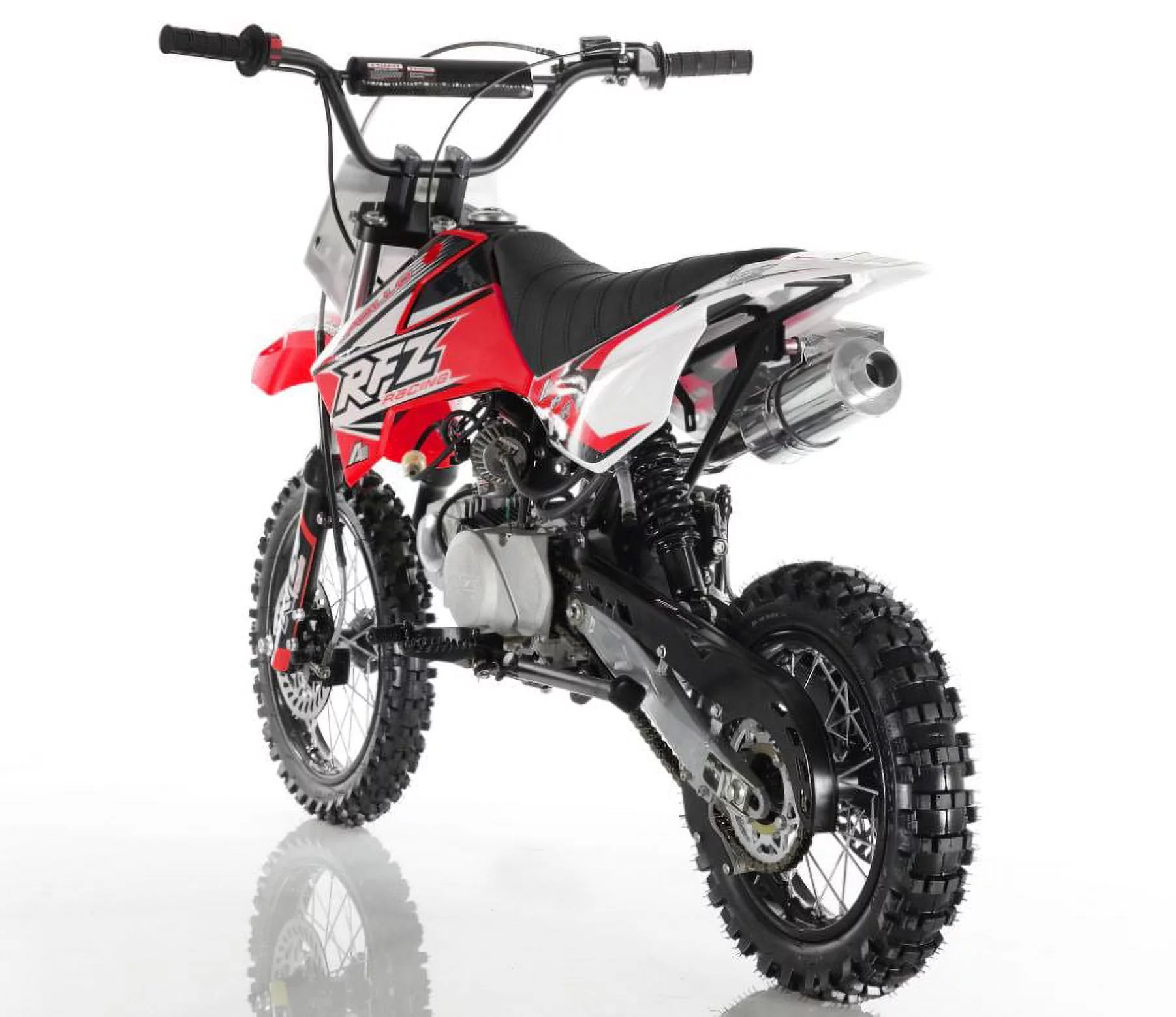 Black color 2021 Brand New Dirtbike Apollo DB-X 4 110cc Racing RFZ Dirt Bike Semi Auto Transmission Kick start 4 Stroke Gas bike for youth and kids.