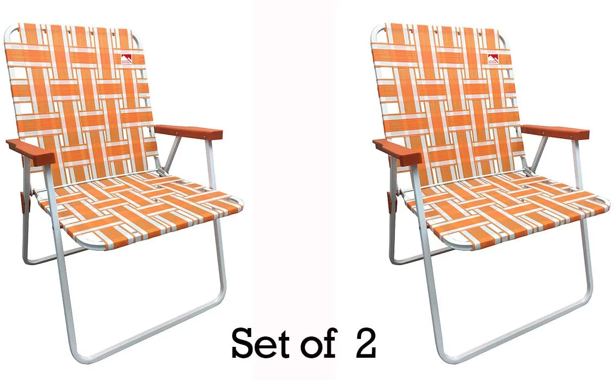 Outdoor Spectator (2-Pack) Classic Reinforced Steel Powder Coated Webbed Folding Lawn/Camp Chair (Orange)