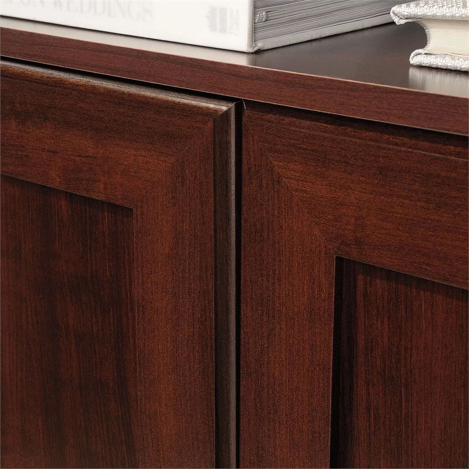 Pemberly Row 3-Shelf Modern Engineered Wood Bookcase in Cherry
