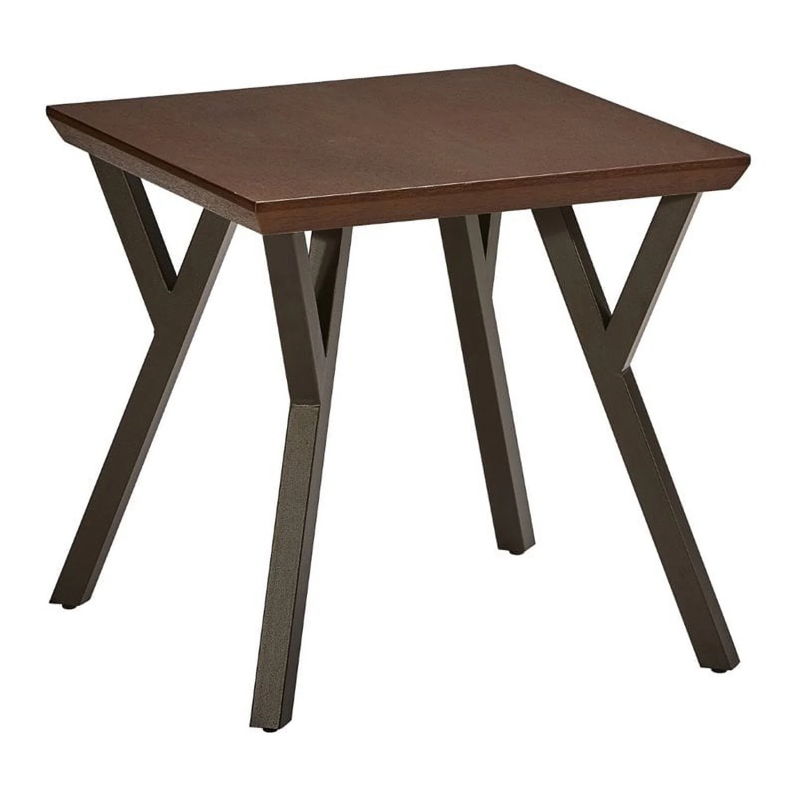 Home Square Steel Frame and Wood End Table in Sonoma Oak - Set of 2