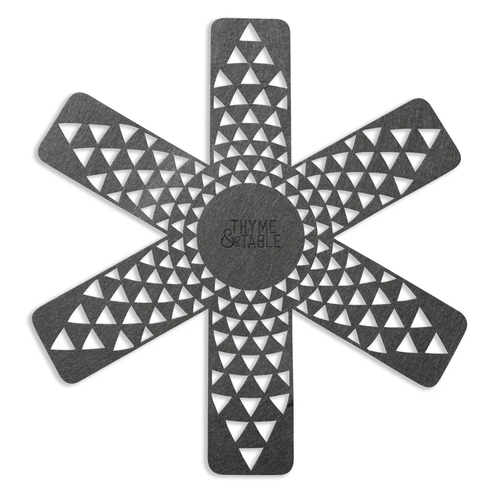 Thyme & Table 12-Piece Cookware Ceramic Non-Stick Set Ribbed Collection, Grey