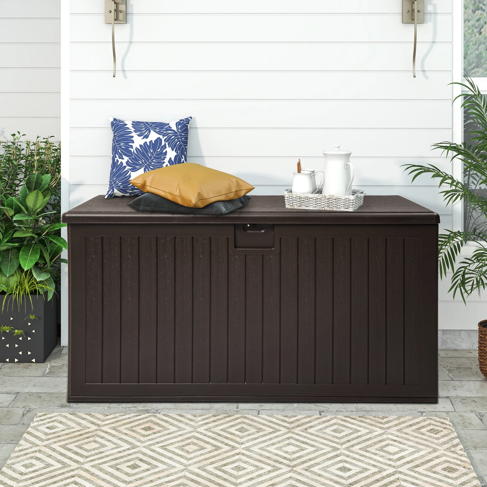 Dextrus XXL Outdoor Storage Deck Box - Spacious and Secure 230 Gallon Large Deck Box,Outdoor Storage for Patio Furniture Cushions, Brown