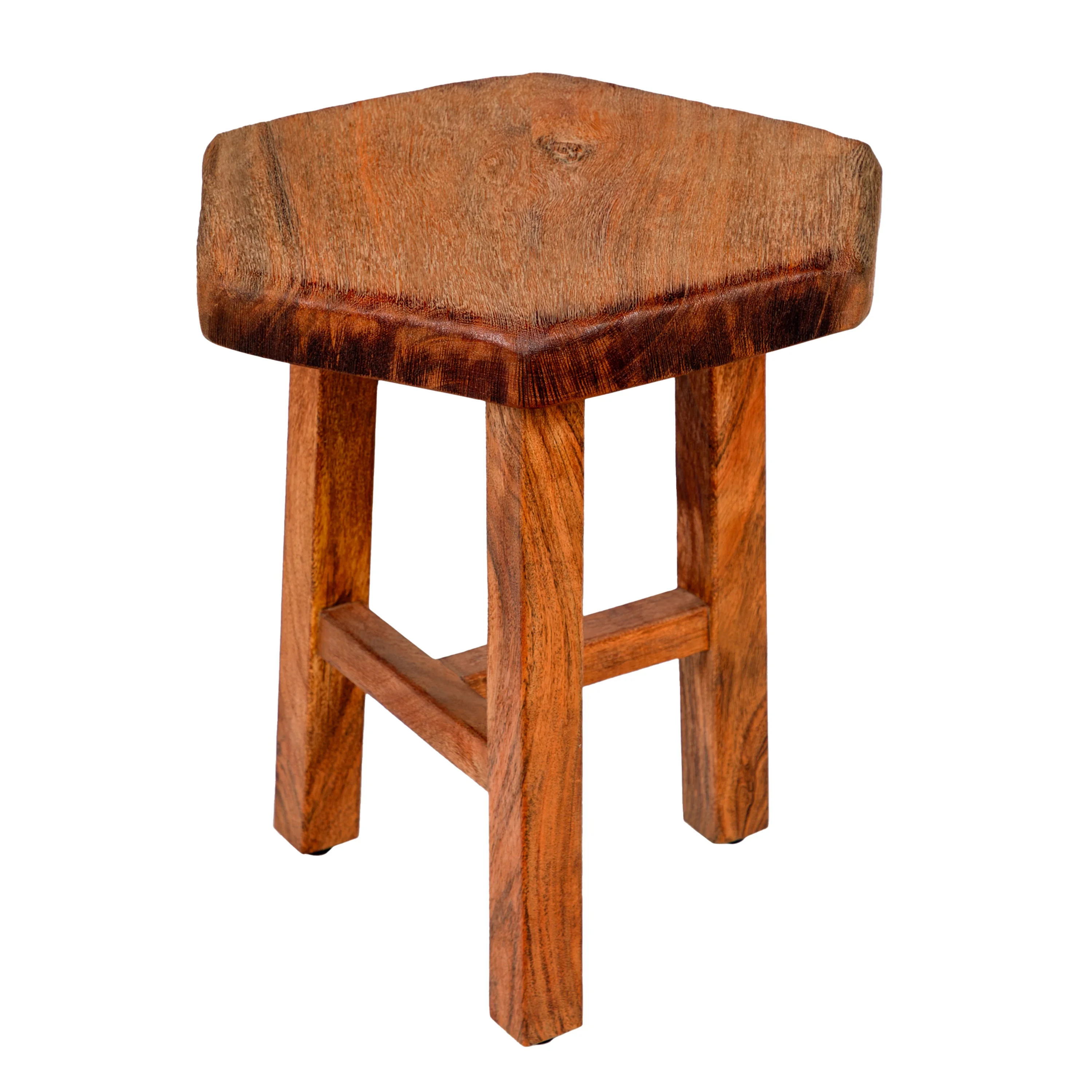 18 Inch Hexagon Acacia Wood Side Table with Live Edge Top, Warm Brown