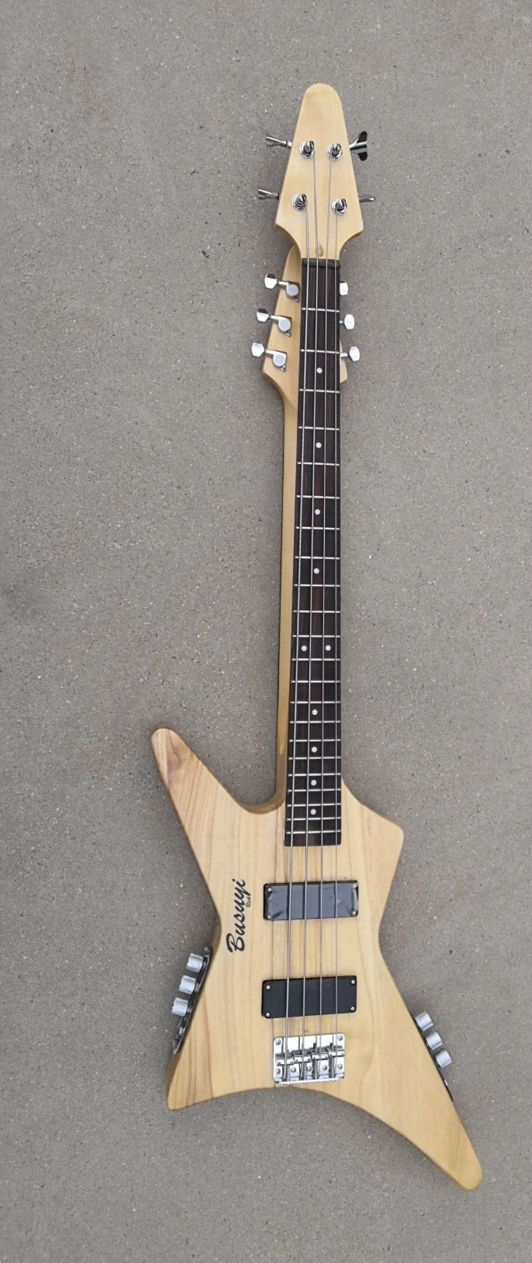 Busuyi Electric Guitar 4 String Bass 6 String Lead Double Neck, Travel Electric Guitar with Full Scale Bass Guitar, Fixed Bridge, Double Neck Guitar (BlackBrown)