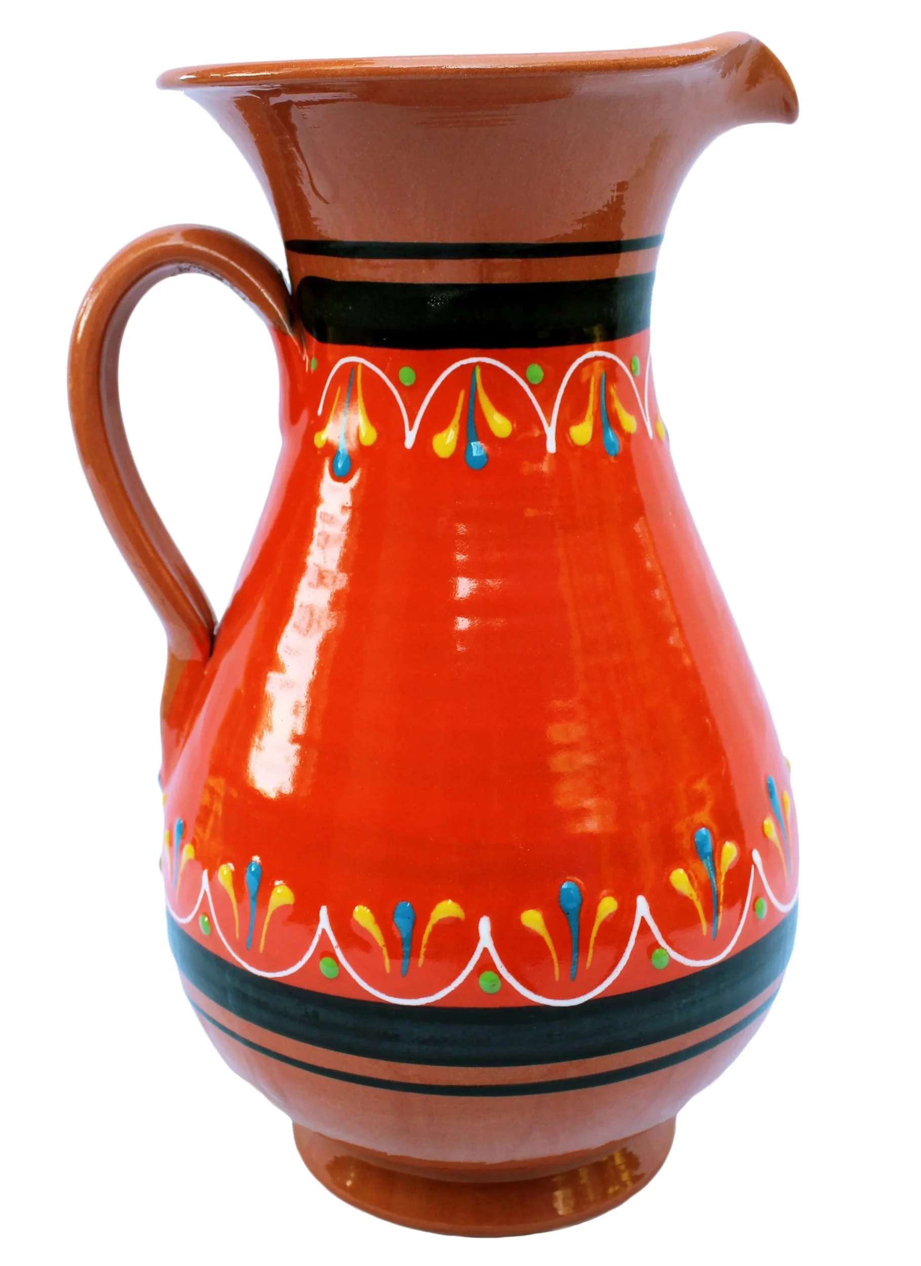 Terracotta Orange, 2 Quart Pitcher - Hand Painted From Spain