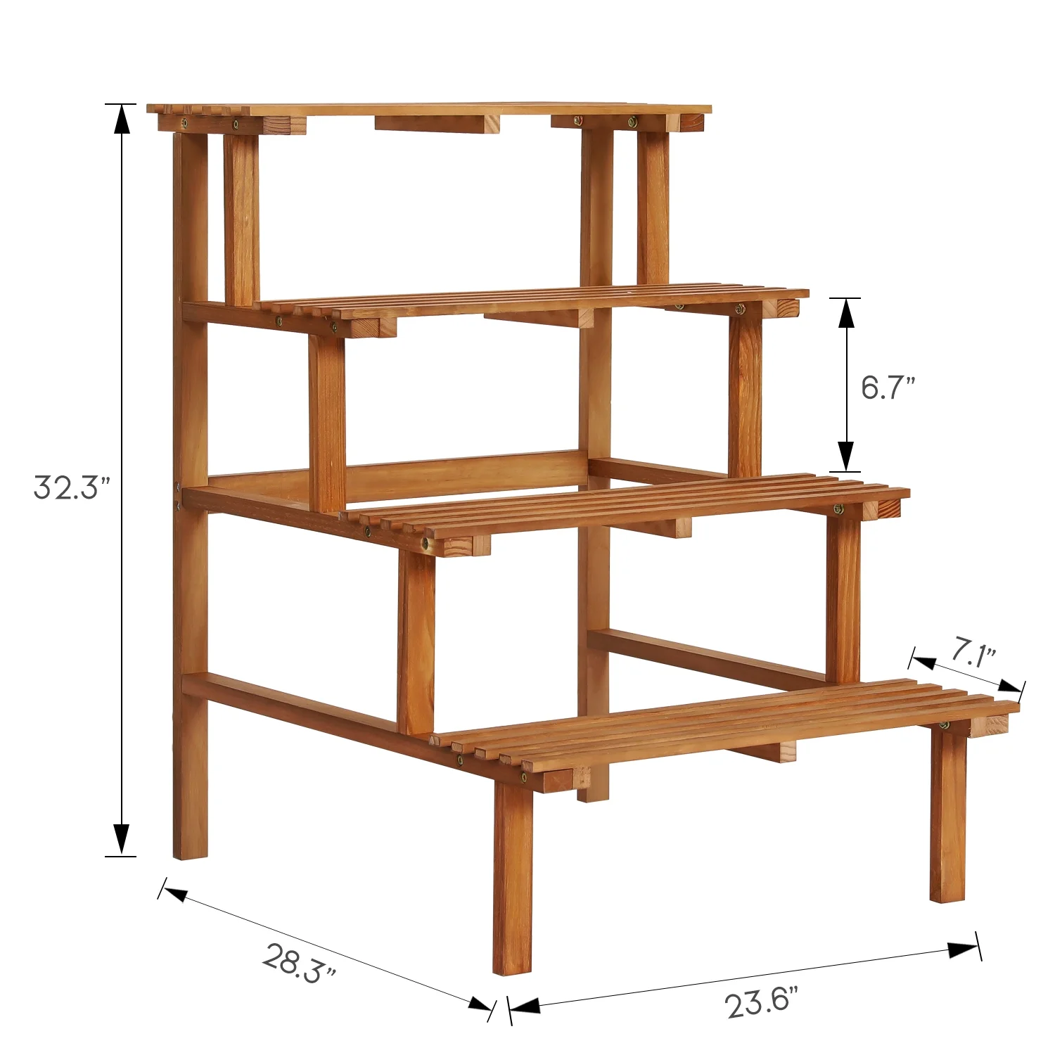 MoNiBloom Wood 4 Tiers Plant Stand, Flower Rack Shelf Step, Carbonized, for Garden