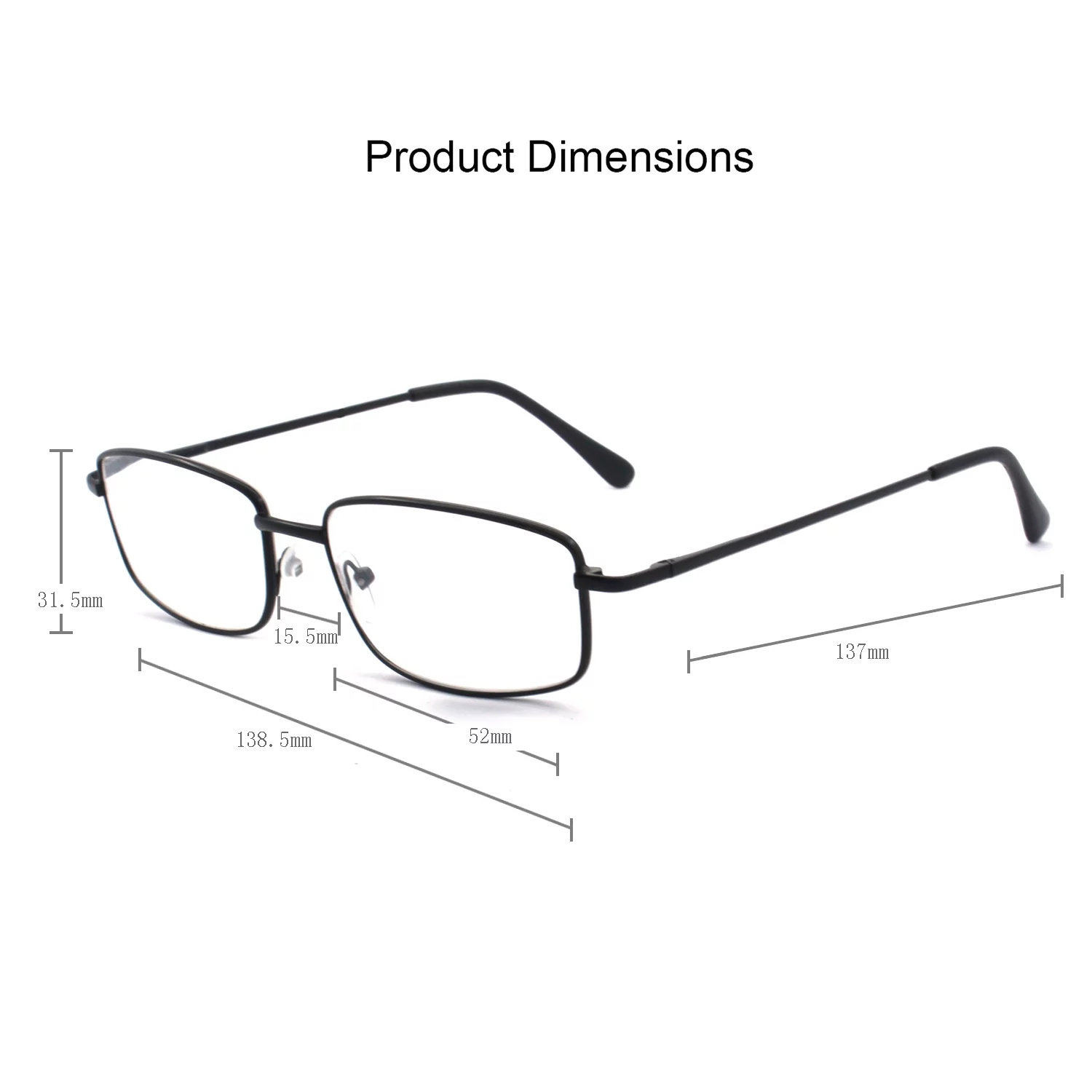 EYE ZOOM 5 Pack Unisex Rectangular Metal Reading Glasses with Spring Hinge, Brown, +250