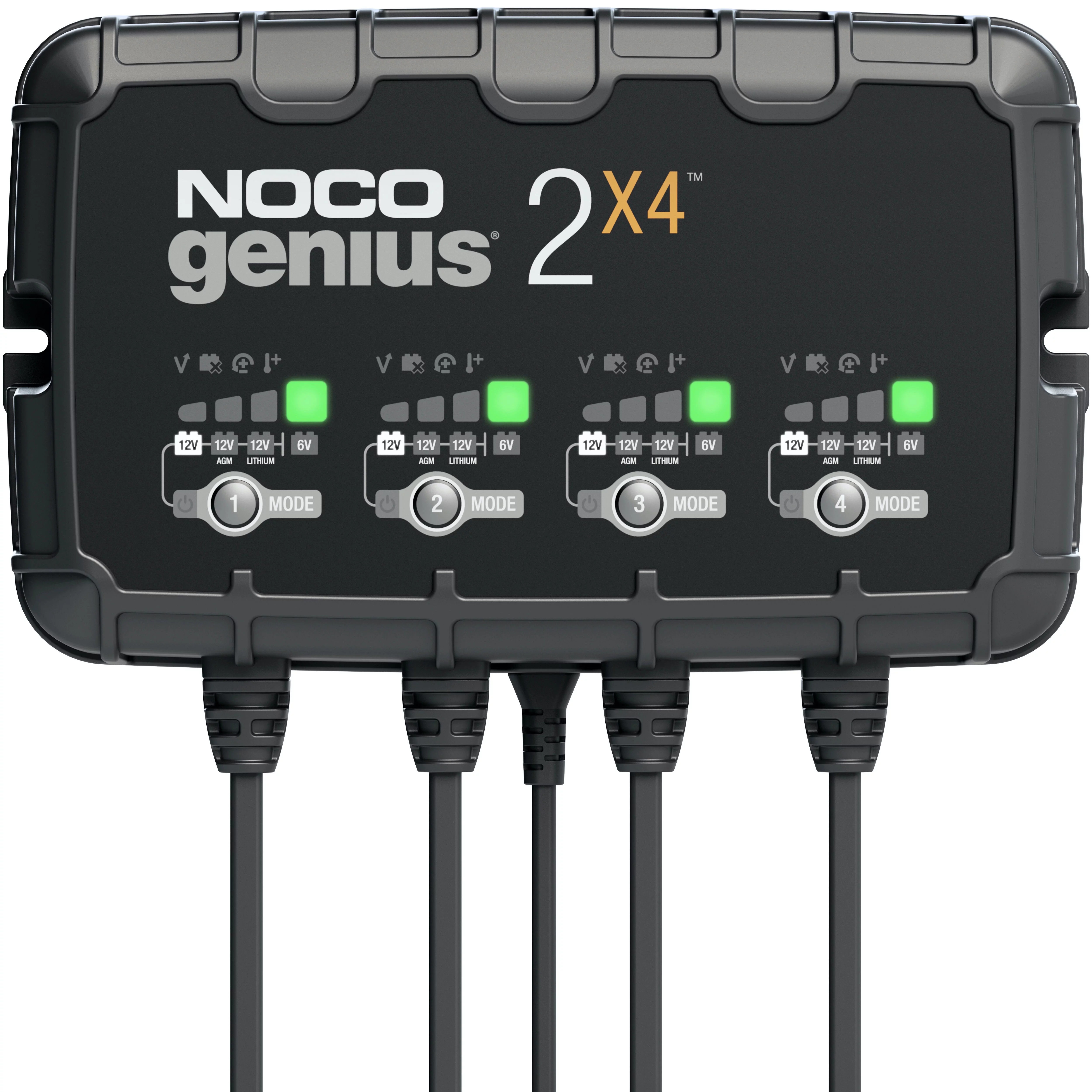 NOCO GENIUS2X4 4-Bank 8A (2A/Bank) 6V/12V Smart Battery Charger and Maintainer