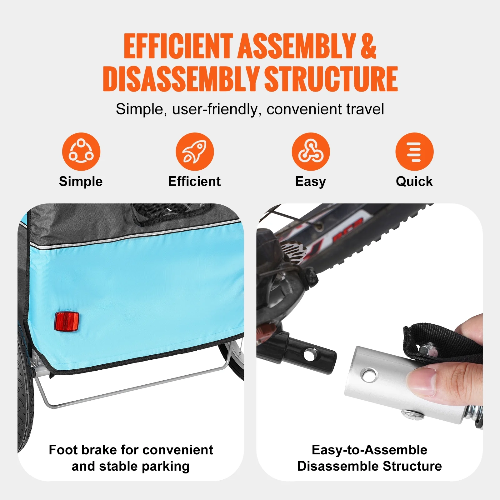 SKYSHALO 110 lbs Folding Kids Bike Trailer 2 Seat Double Child Carrier Trailer