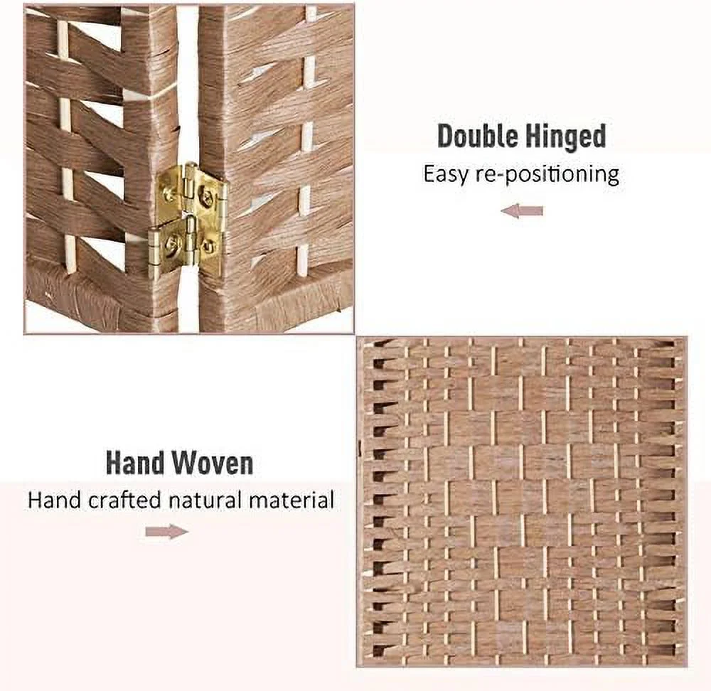 YPDCHB 6' Tall Wicker Weave 6 Panel Room Divider Privacy Screen - Brown
