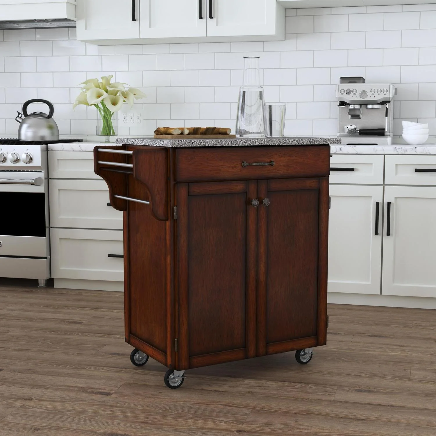 Homestock Asian Allure Brown Wood Kitchen Cart
