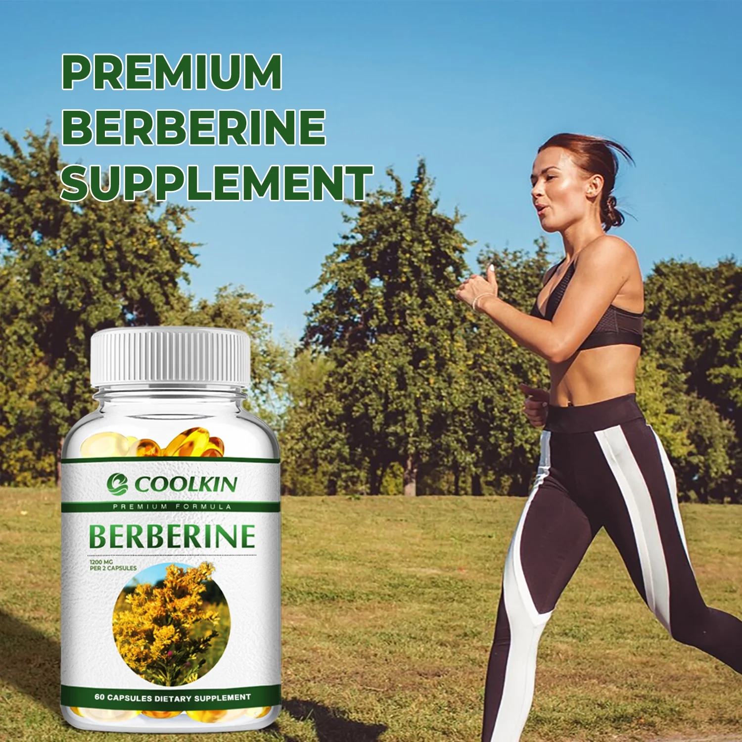 Coolkin Berberine 1200mg - Berberine HCI - Heart Health, Blood Sugar Balance and Control 60 Capsules