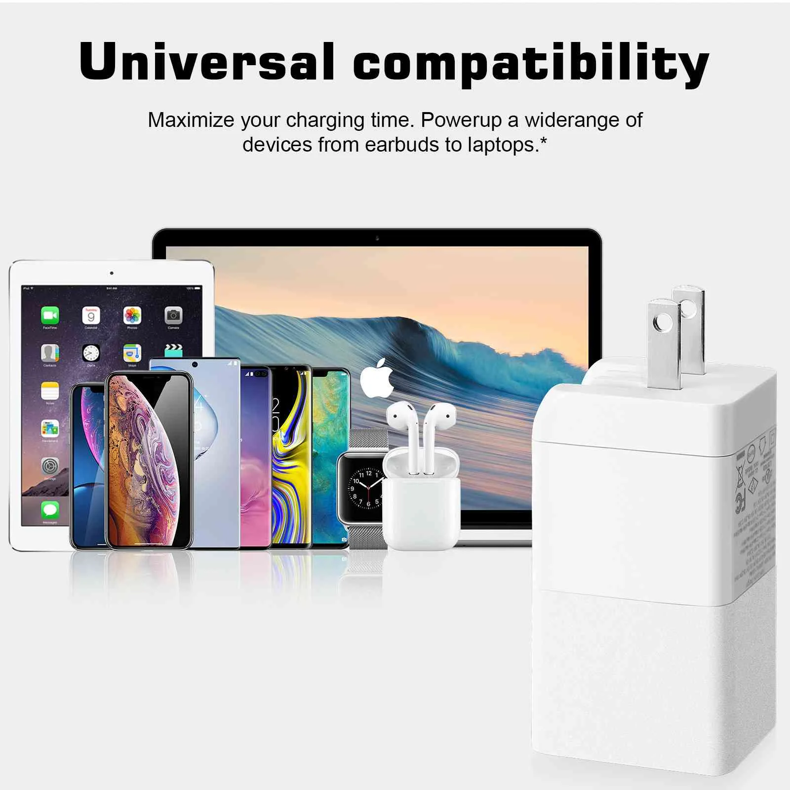 UrbanX 65W Fast Travel Charger with 3 Ports USB & Dual USB-C High-Speed Charging Compatible with Moto One (P30 Play)/One Power (P30 Note)/Z3/Z3 Play/P30, iPhone, Samsung Galaxy, Google Pixel, MacBook