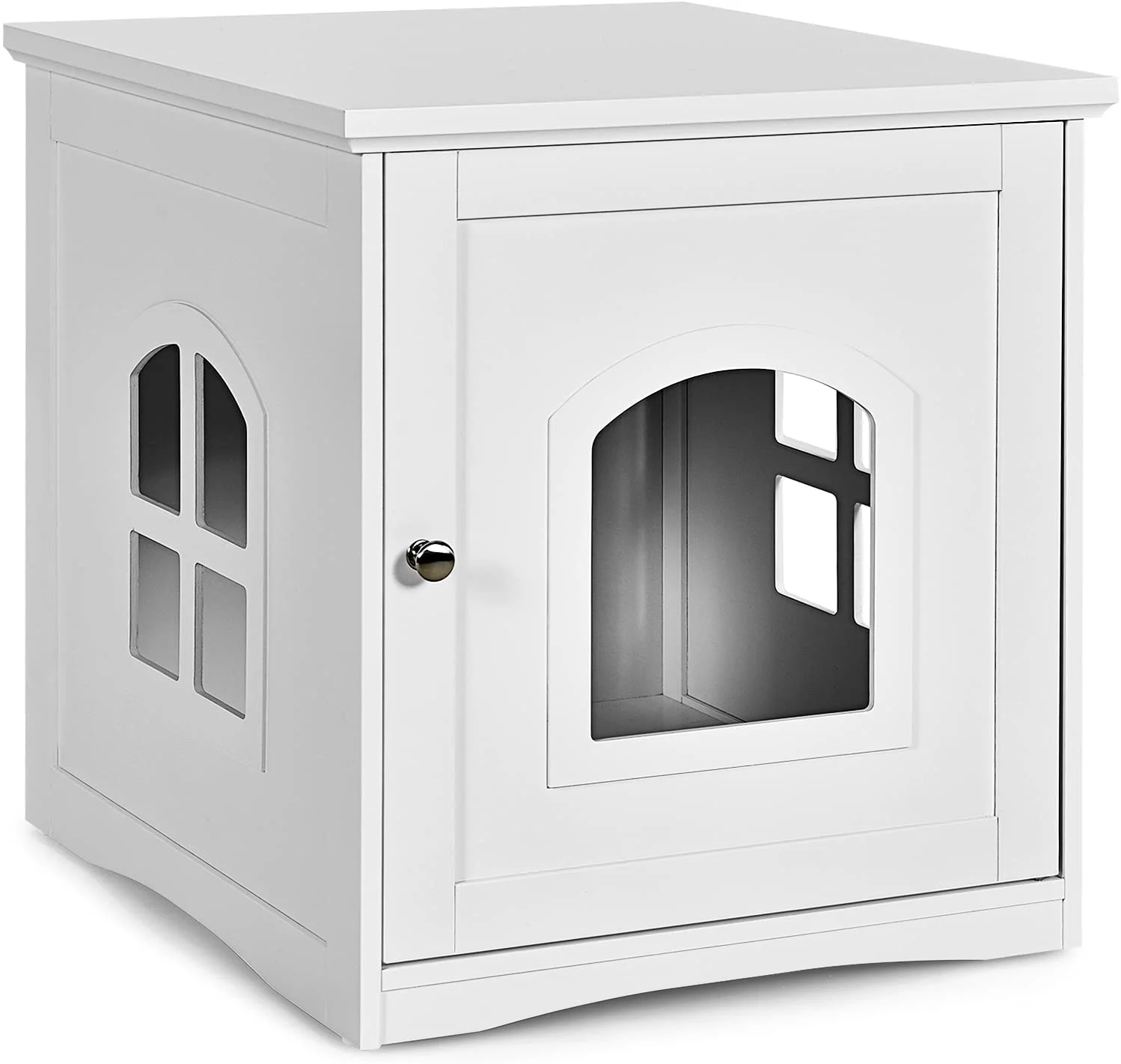 PETSITE Cat Litter Box Enclosure, Hidden Litter Box Furniture, Wooden Kitty Washroom Storage Cabinet, Enclosed Cat House Side Table Nightstand