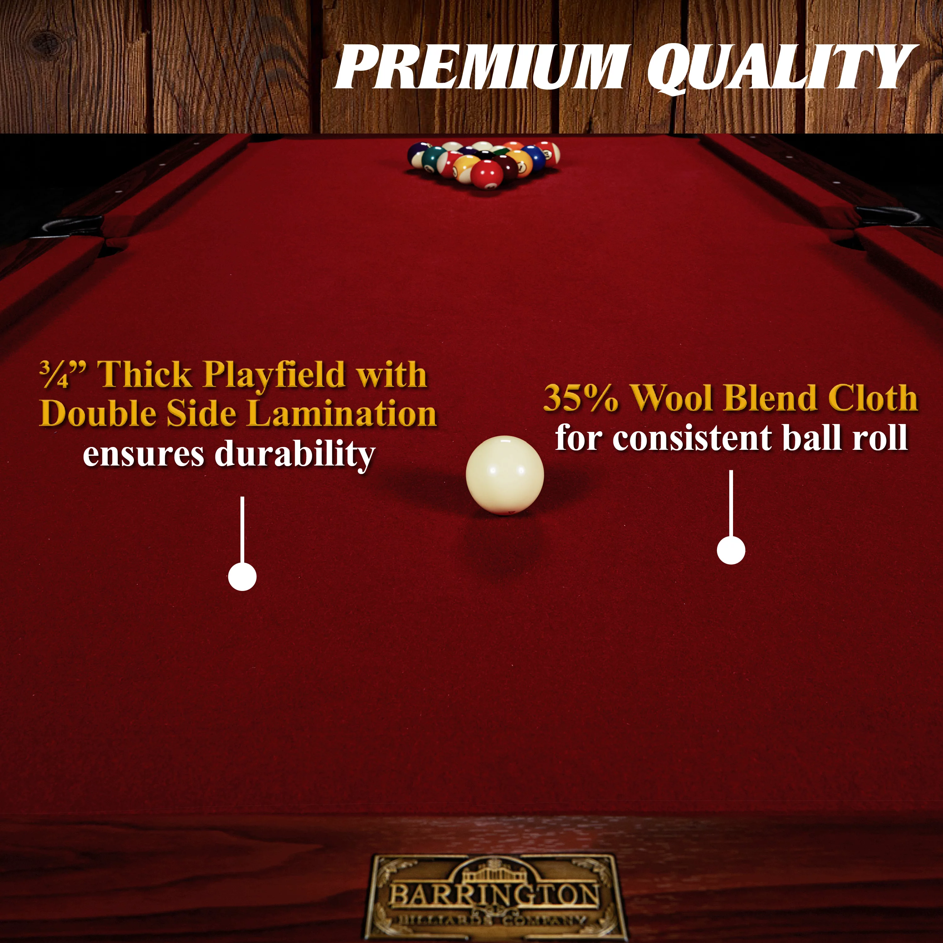 Barrington Burwood 90 Inch Billiard Table with Cue Rack and Dartboard Cabinet