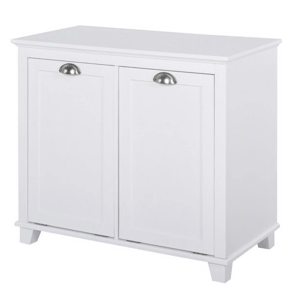 Tilt-Out Laundry Sorter Cabinet, Bathroom Storage Organizer White