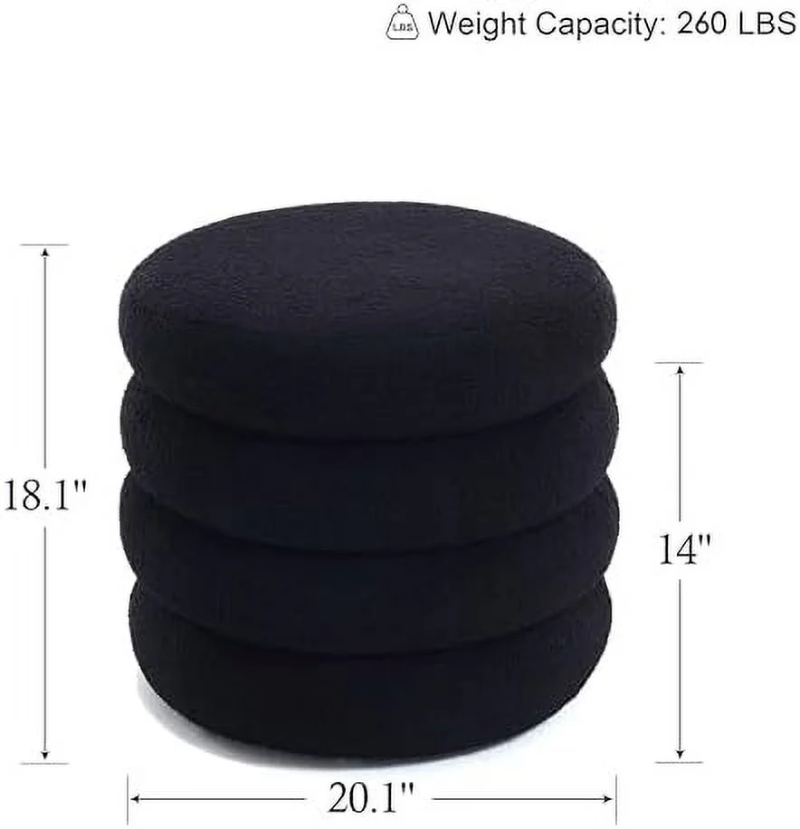 CGFHYP Ottoman with  for Living Room  White  Ottoman Bench  Sherpa Boucle Ottoman  Round Vanity Stool for Dressing Room  Bedroom  Entryway Bench with