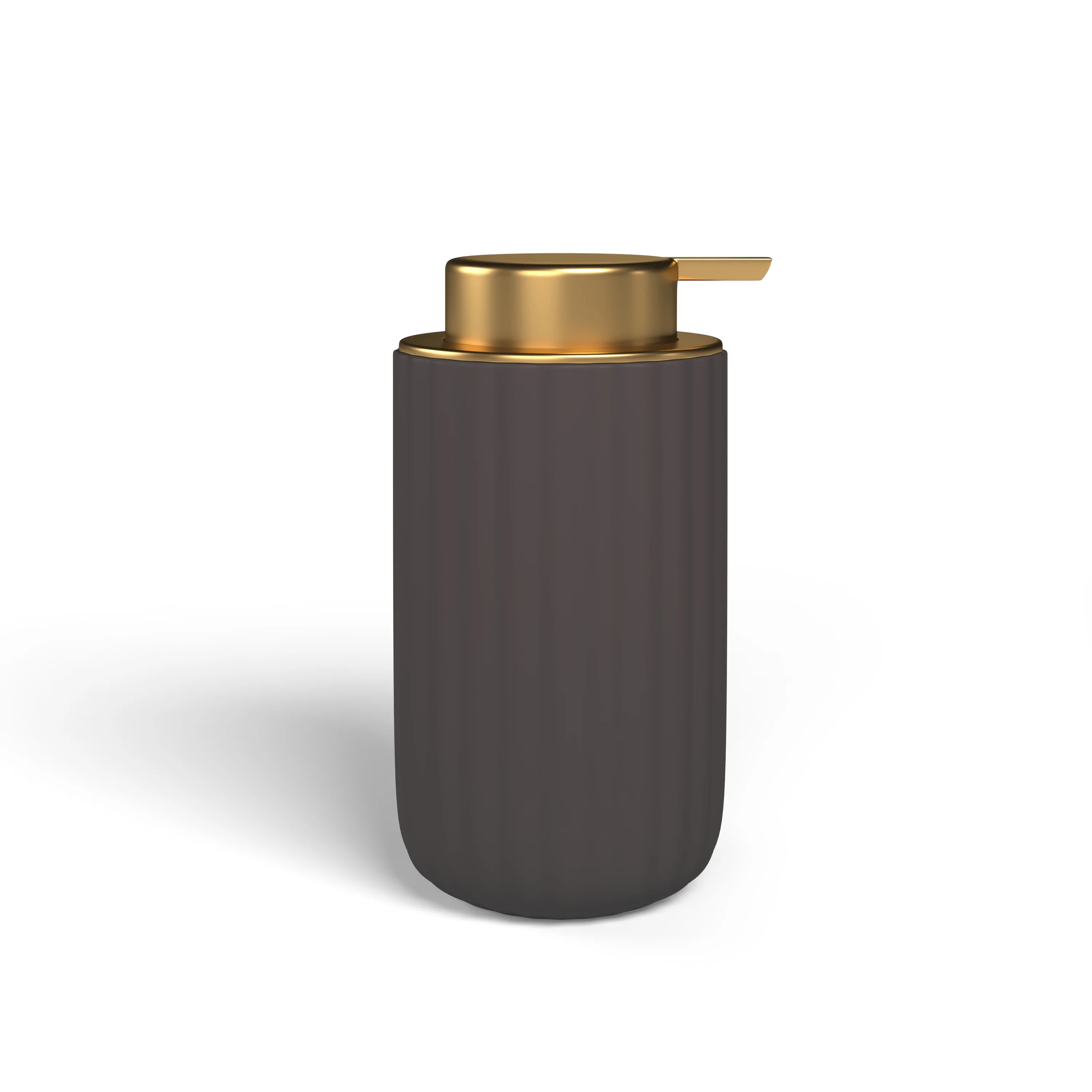 Beautiful Fluted Stoneware Bath Accessories 3-Piece Set by Drew Barrymore, Charcoal Gray