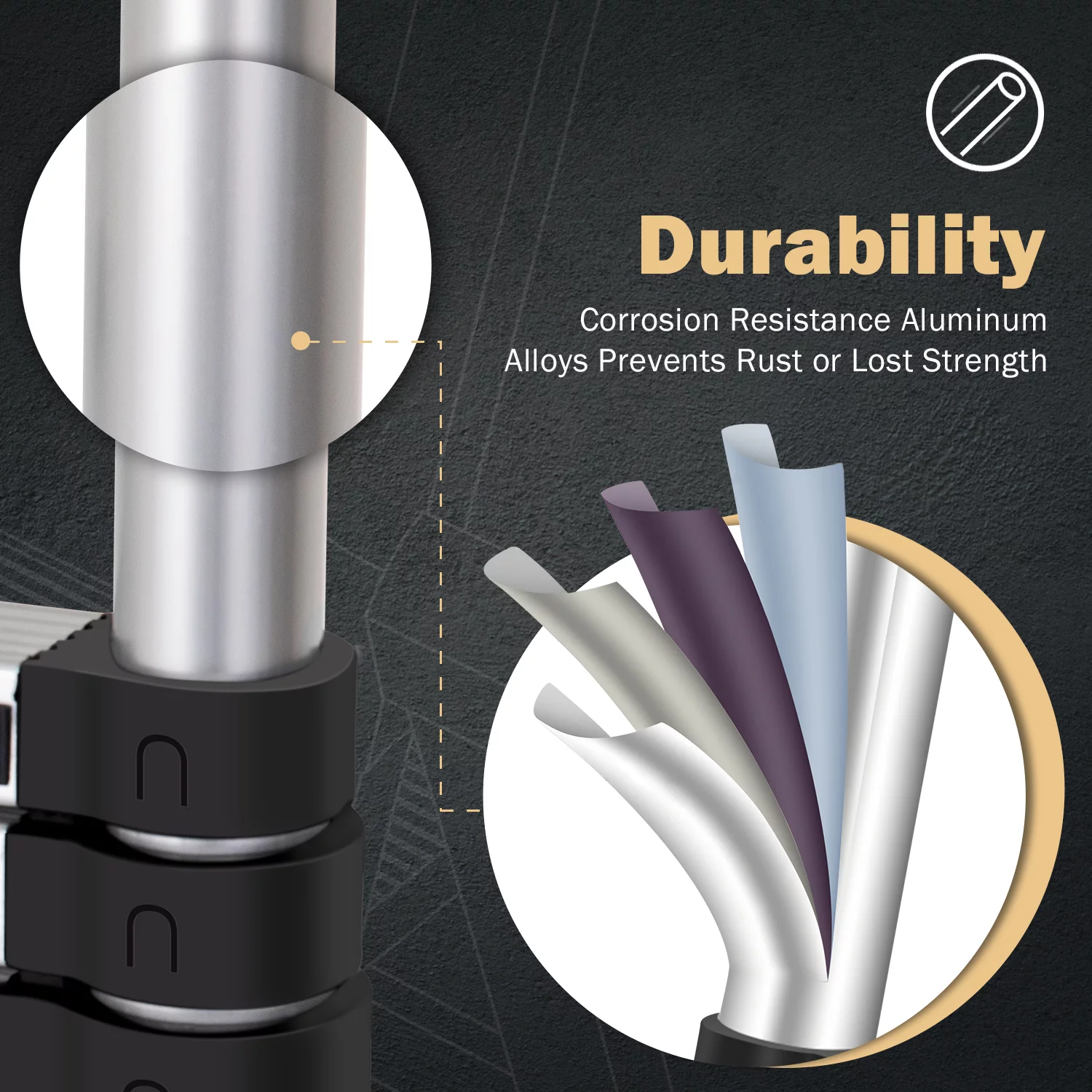 MoNiBloom 10.6Ft Aluminum Telescoping Multi Position Ladder, 330lbs Load Capacity, Extension Steps Anti-Slip Rubber Feet