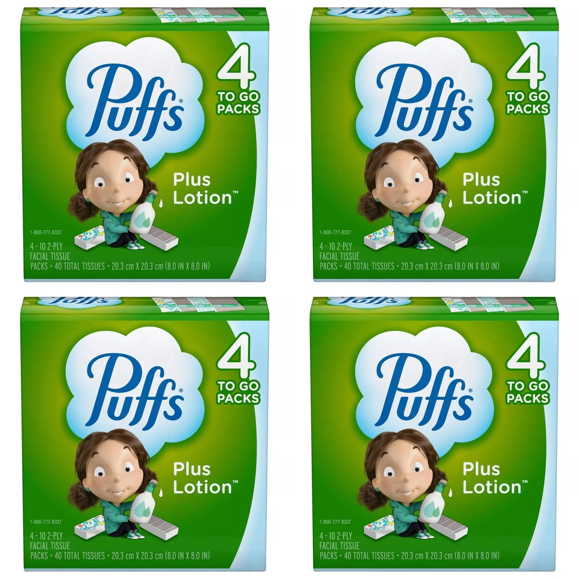 Puffs Plus Lotion Tissues Purse Packs-4 Packs - Total 16 individual packages by Puffs