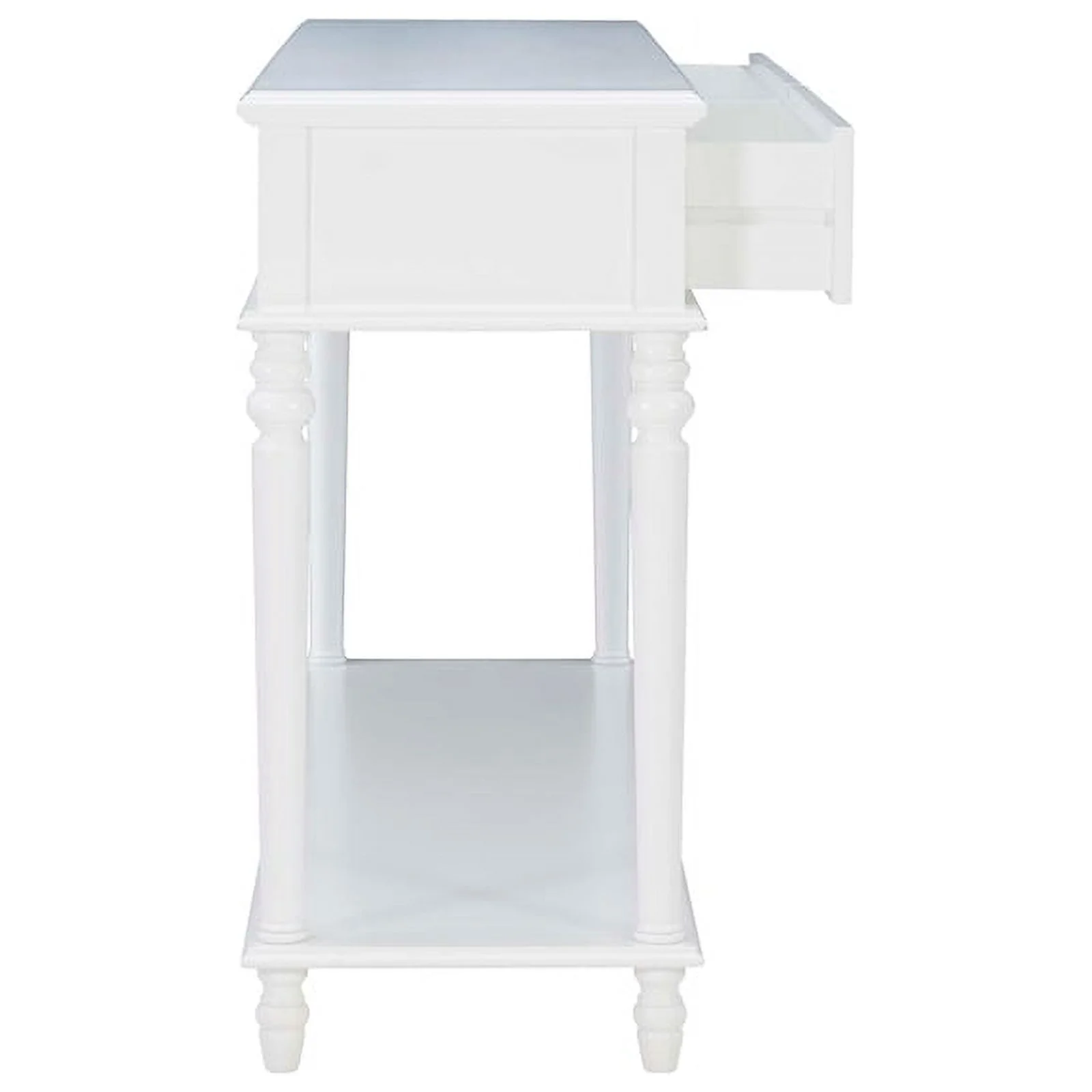 Linon Mavis Wood Console Table with 2 Drawers and Bottom Shelf in White