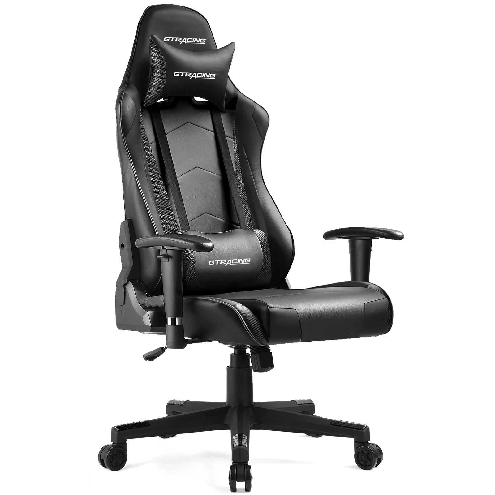 GTRACING Gaming Chair Racing Office Computer Ergonomic Video Game Chair Backrest and Seat Height Adjustable Swivel Recliner with Headrest and Lumbar Pillow Esports Chair Black