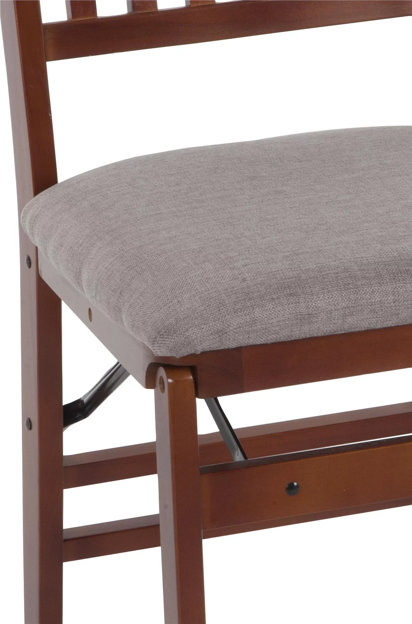 Queer Eye Oliver Mission Back Wood Folding Chair with Fabric Seat, Walnut Brown, 2-Pack