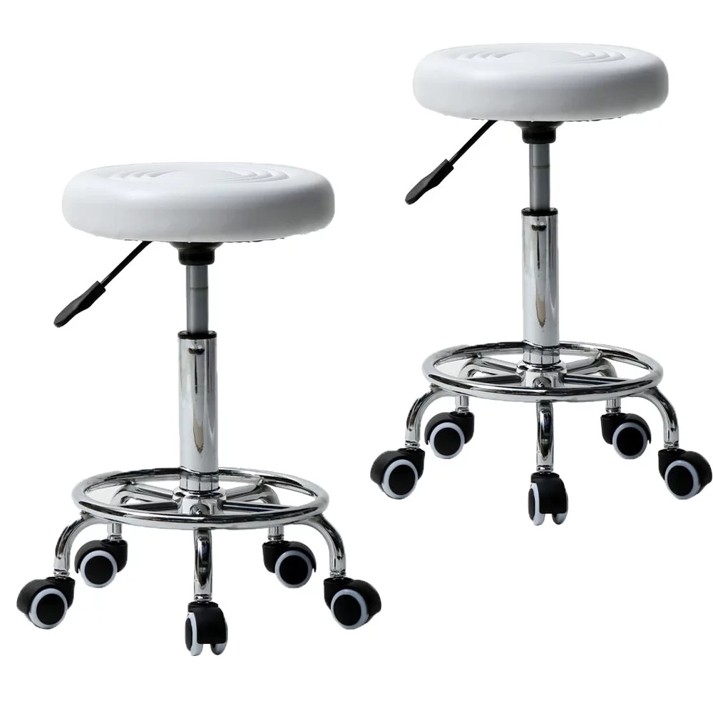 Zimtown 2Pcs Swivel Adjustable Hydraulic Salon Stool Chair White