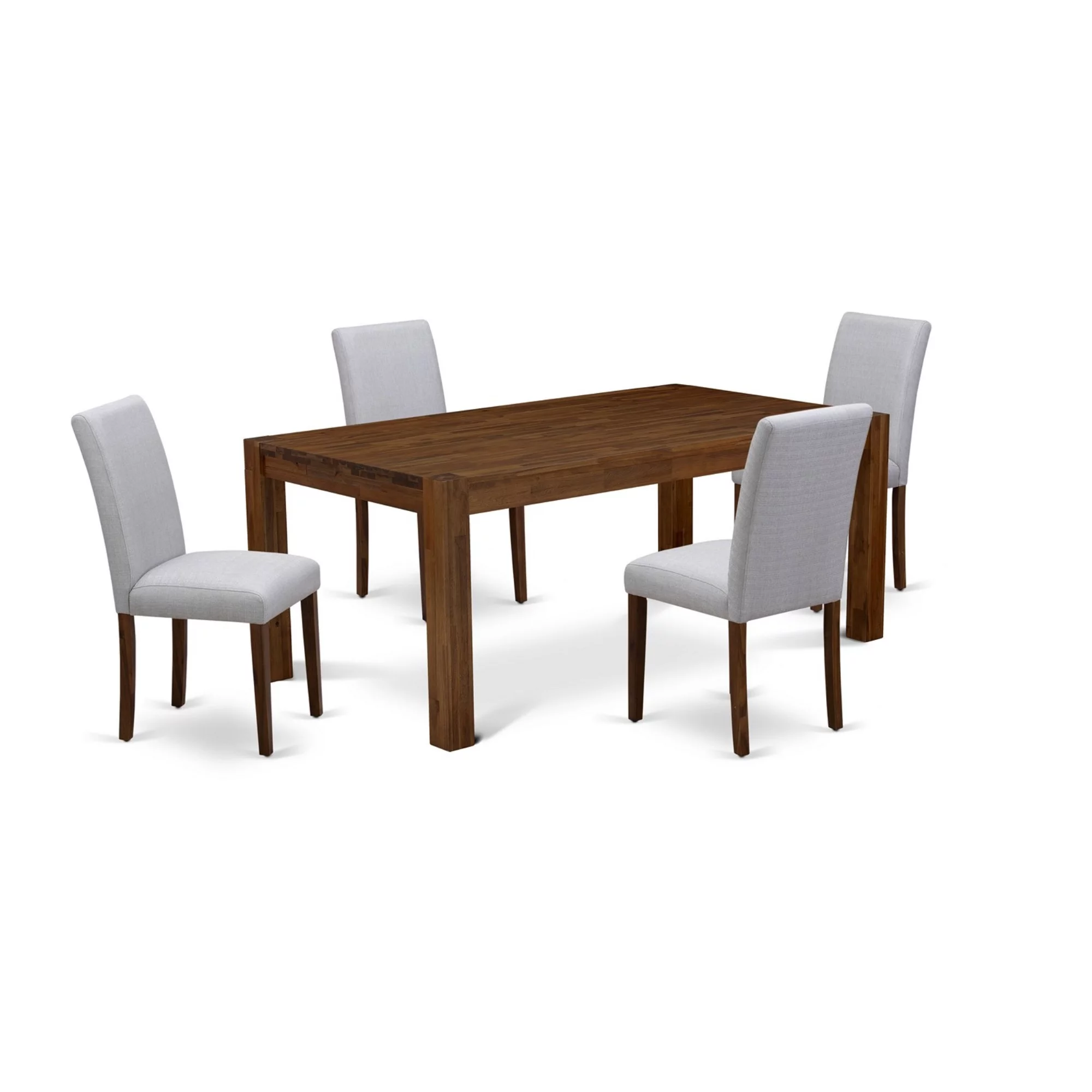 East West Furniture Lismore 5-Piece Wooden Dining Set in Antique Walnut/Gray