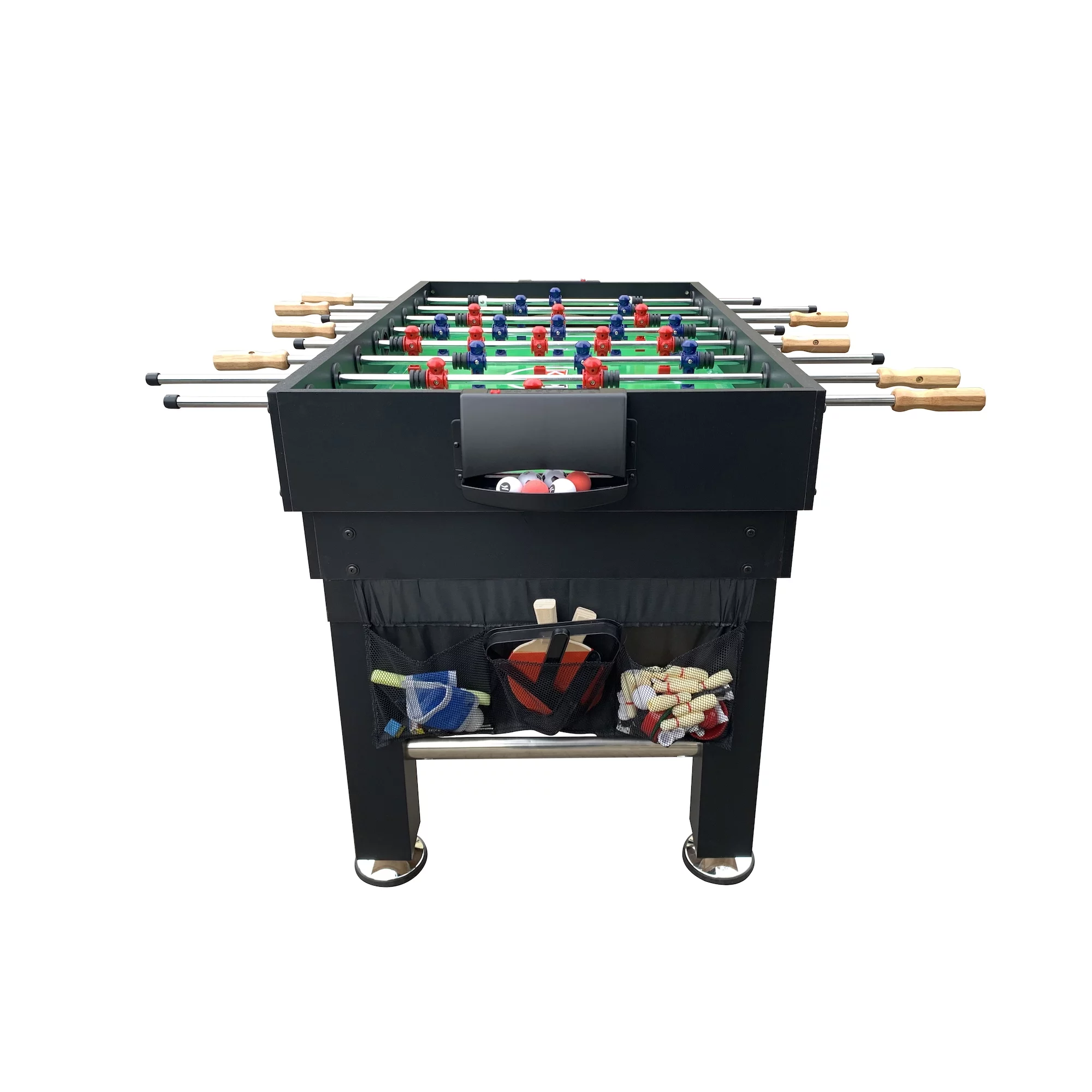 KICK Decagon 55″ 10-in-1 Multi-Game Table (Black) - Combo Game Table Set - Foosball, Billiards, Glide Hockey, Ice Hockey, Table Tennis, Chess, Backgammon, Draughts, Bowling and Shuffleboard for Home